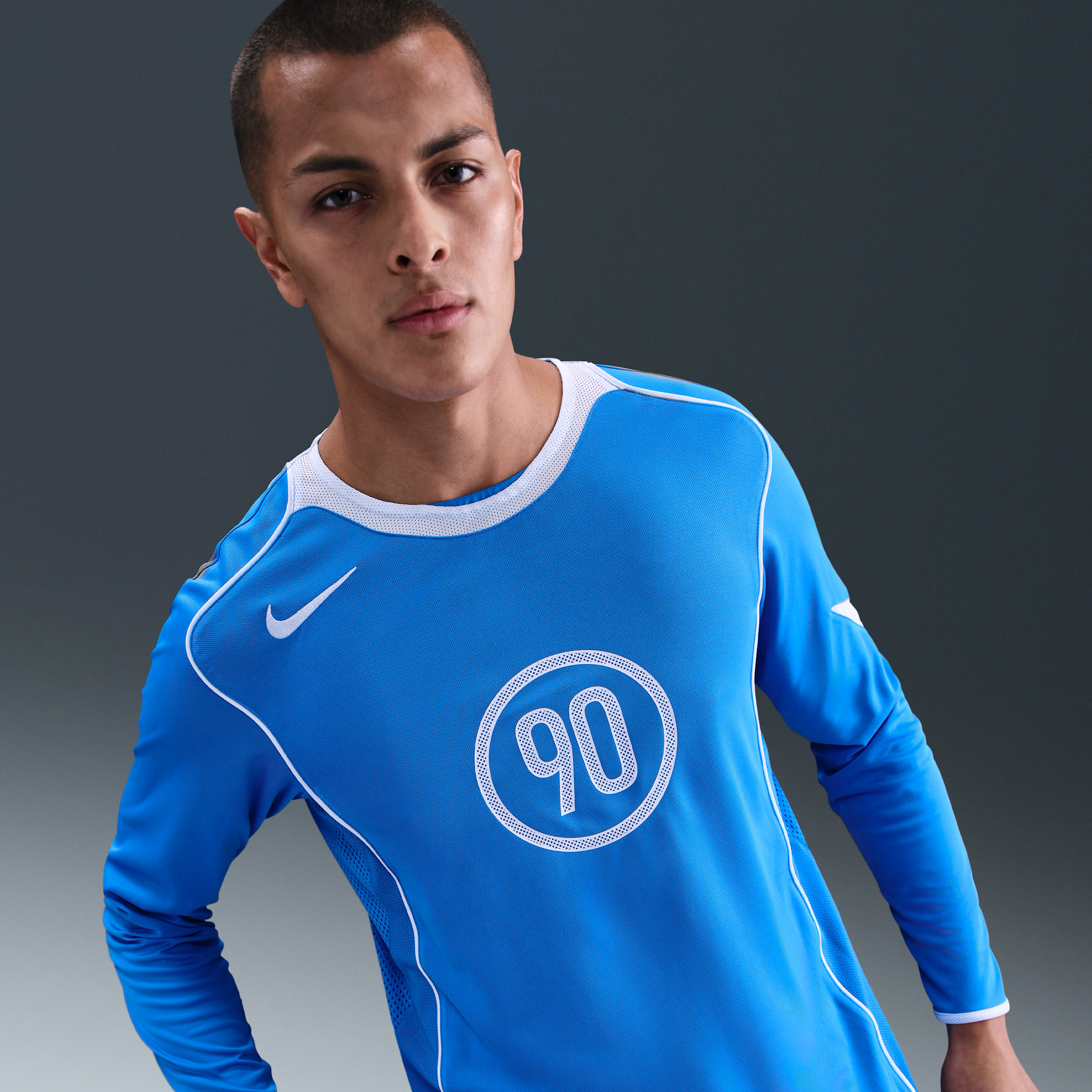 Thumbnail - Nike Total 90 Dri-FIT Fußball-Longsleeve (Herren) - Blau