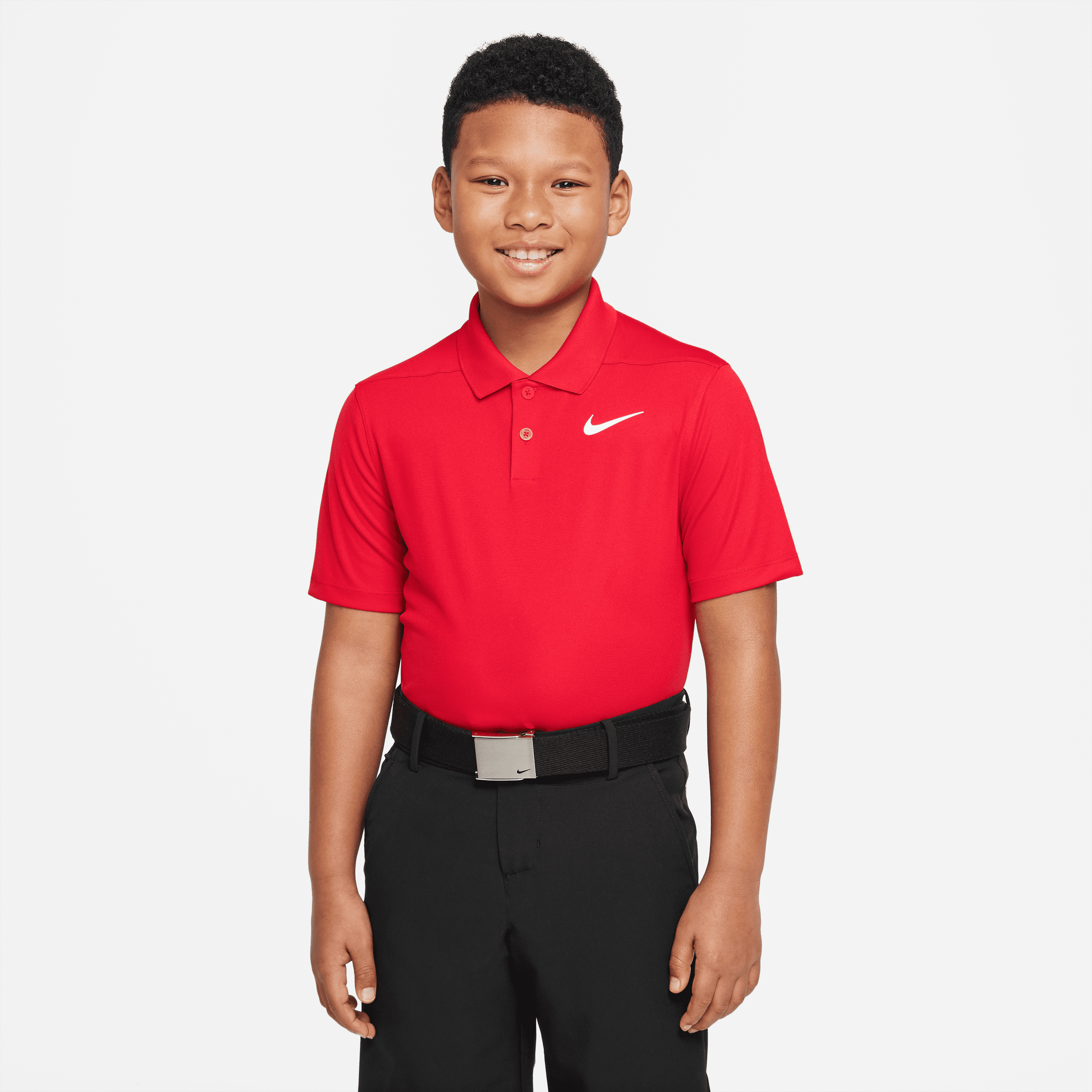 Nike Dri-FIT Victory Older Kids (Boys) Golf Polo - Red - Polyester - 50% Recycled Polyester