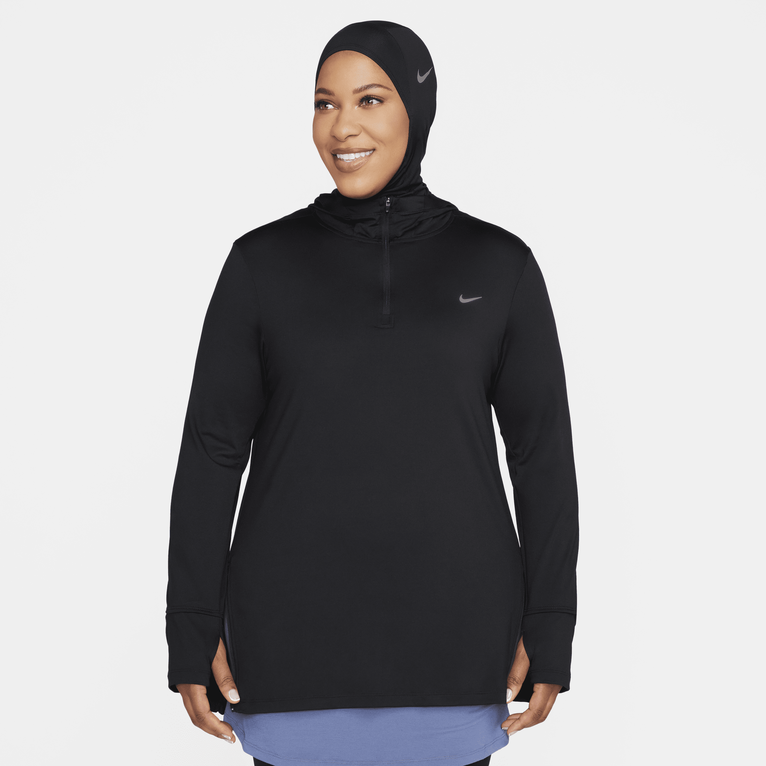 Nike Dri-FIT Swift Element UV hardloopjack met capuchon voor dames Zwart