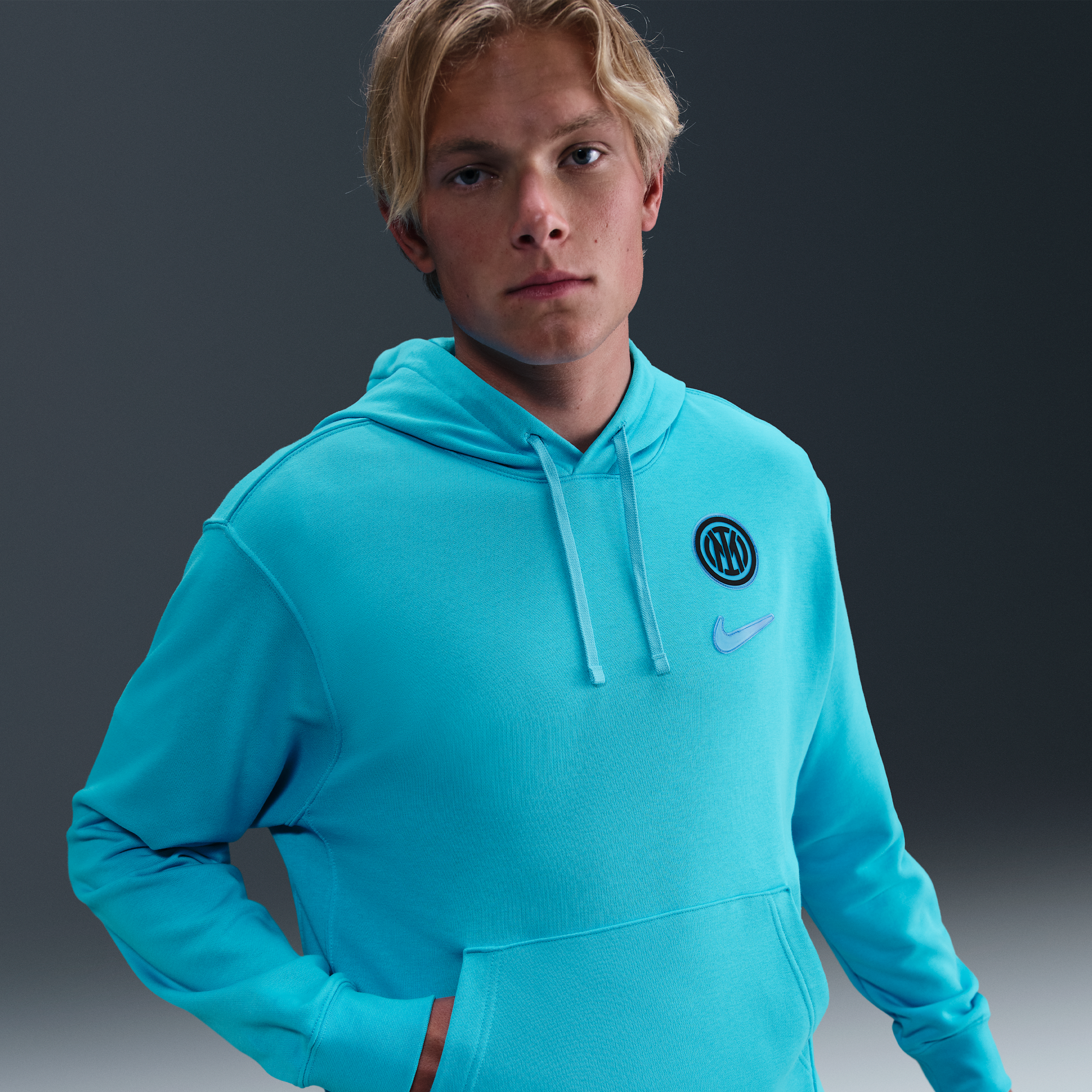 Inter Milan Club Mens Nike Football Pullover Hoodie - Blue - Cotton/Polyester