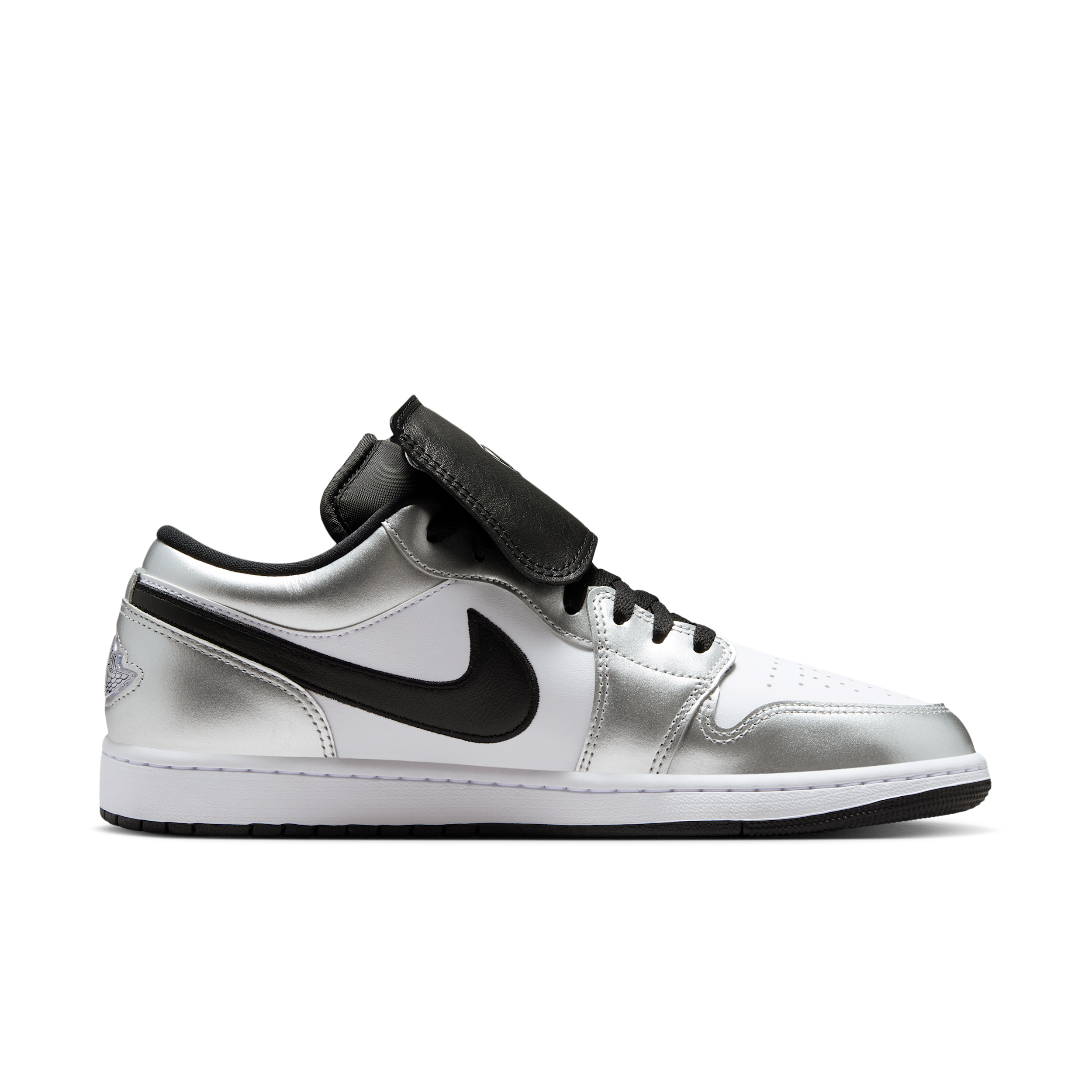 Men Air Jordan 1 Low SE White/Black-White-Metallic Silver Sneakers 8 White/Black-White-Metallic Silver - IR2278-100