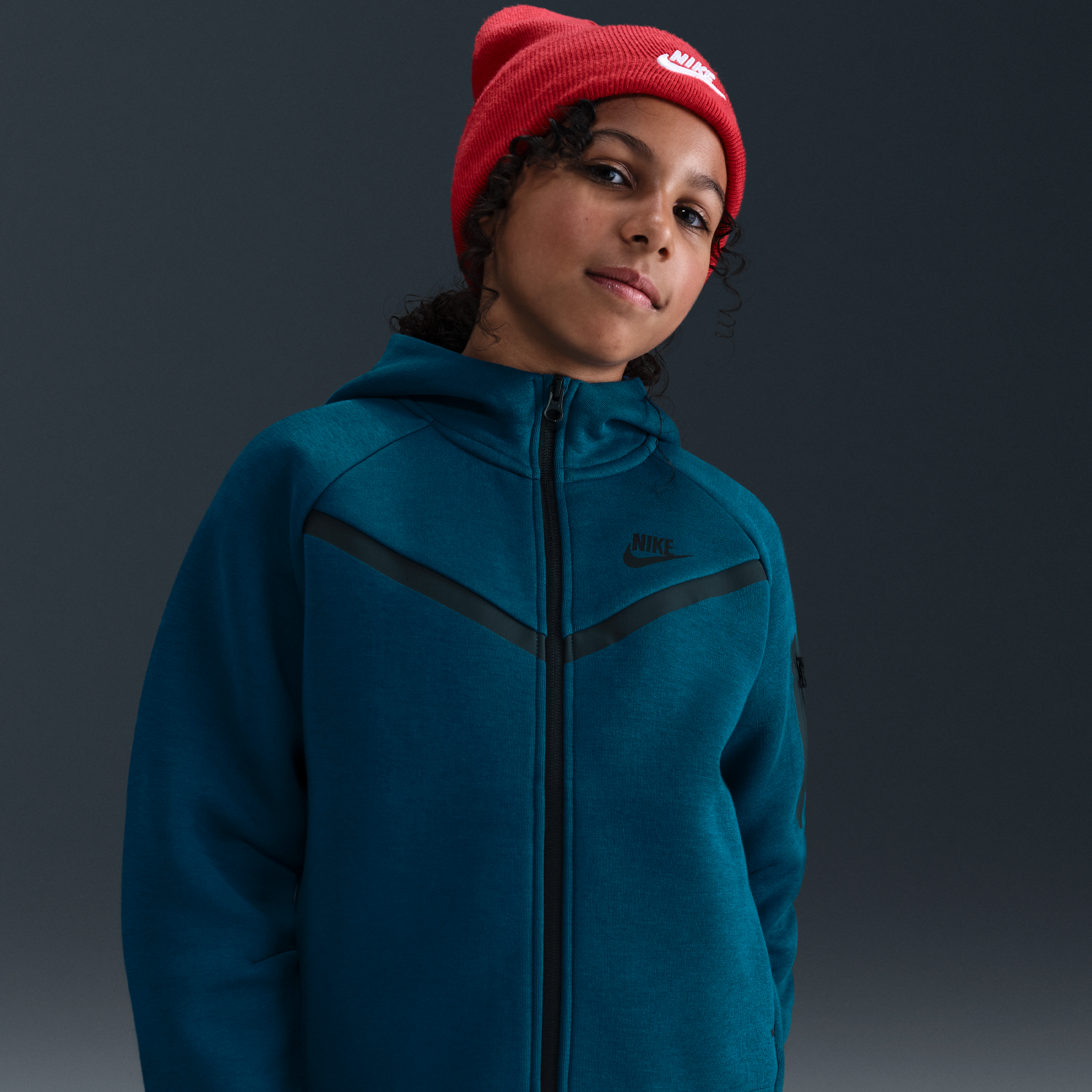 Nike Tech Fleece Girls Full-Zip Hoodie - Blue