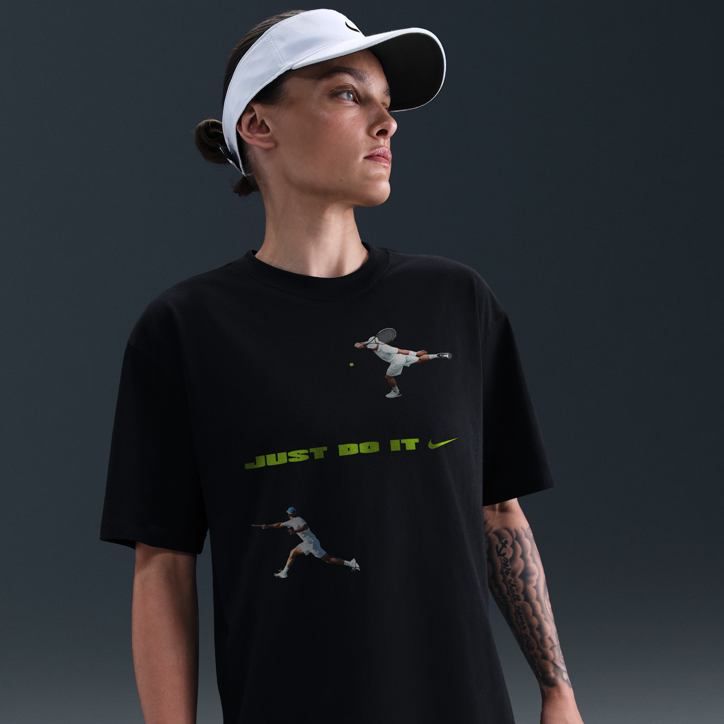 Thumbnail - Just Do It: Nike Tennis-T-Shirt - Schwarz