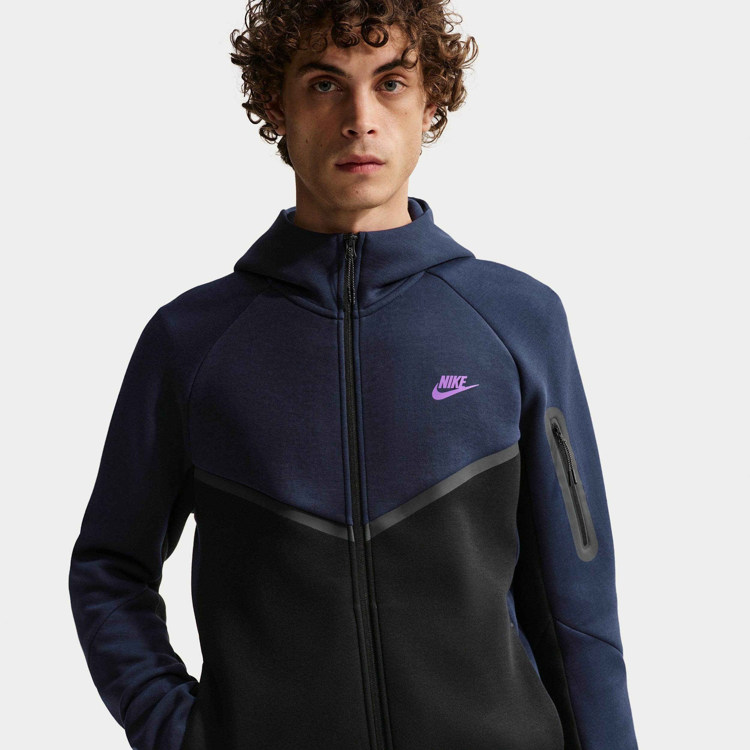 Nike Tech Mens Fleece Windrunner Full-Zip Jacket - Blue - Cotton/Polyester