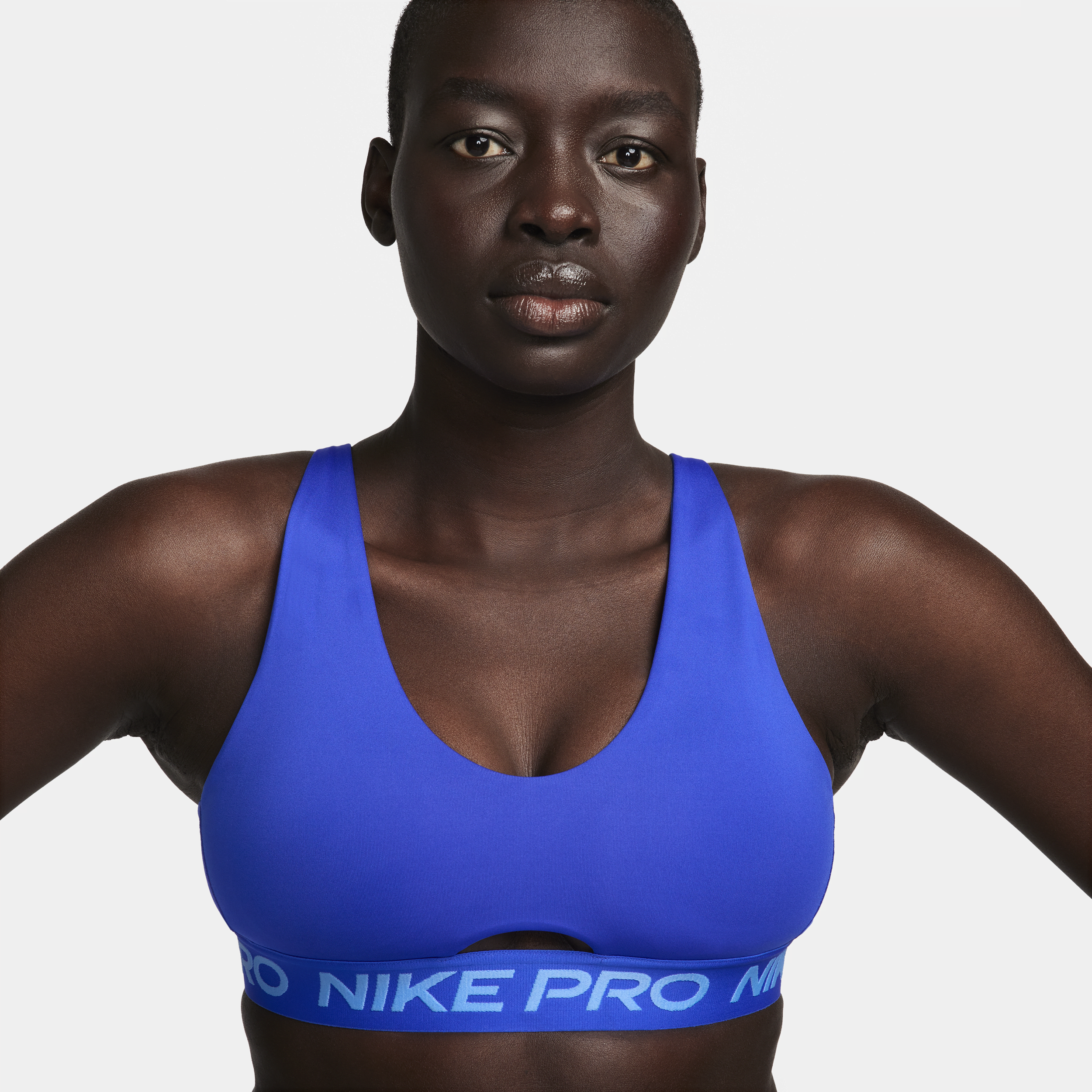 Nike Indy Plunge padded sport-bh met medium ondersteuning Blauw