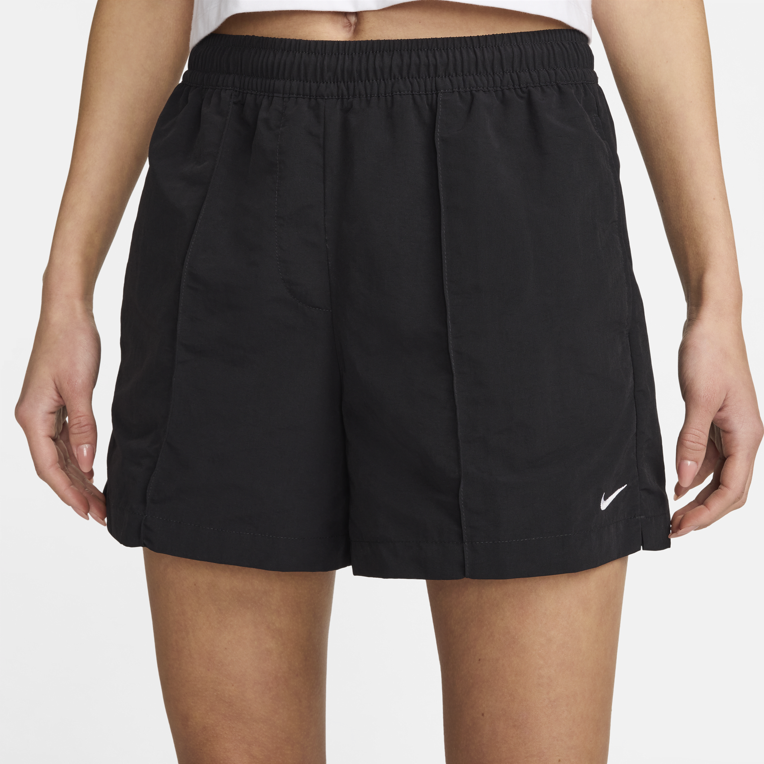 Nike Sportswear Everything Gewevens damesshorts met halfhoge taille (13 cm) Zwart