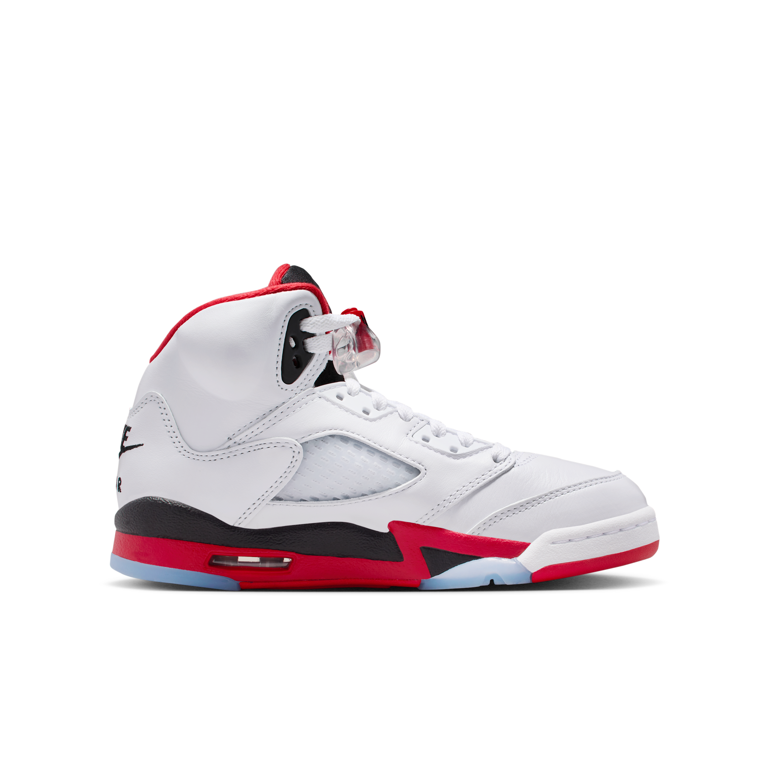 Thumbnail - Air Jordan 5 Retro „Fire Red Black Tongue“ Schuh (ältere Kinder) - Weiß
