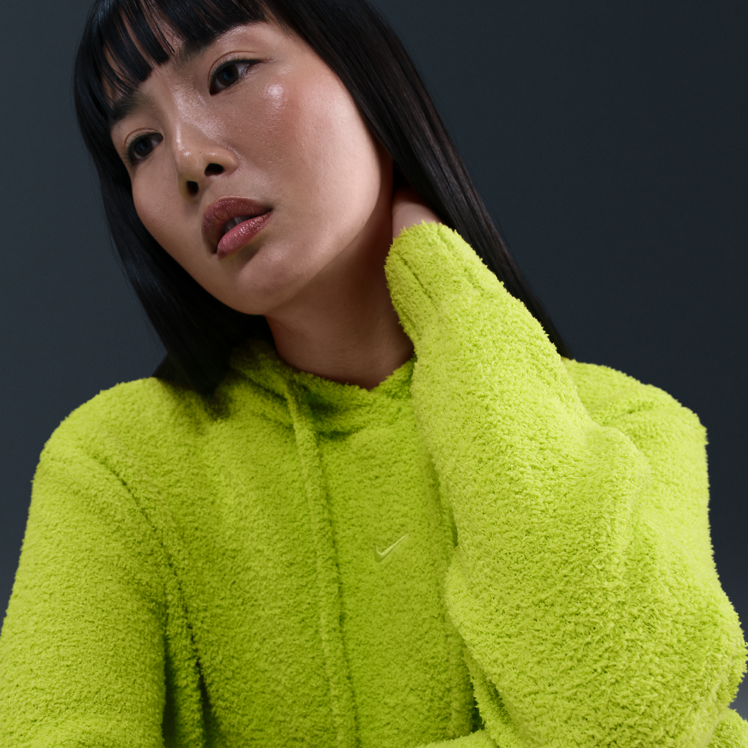 Thumbnail - Nike Phoenix Cozy Bouclé weiter Strick-Hoodie (Damen) - Grün