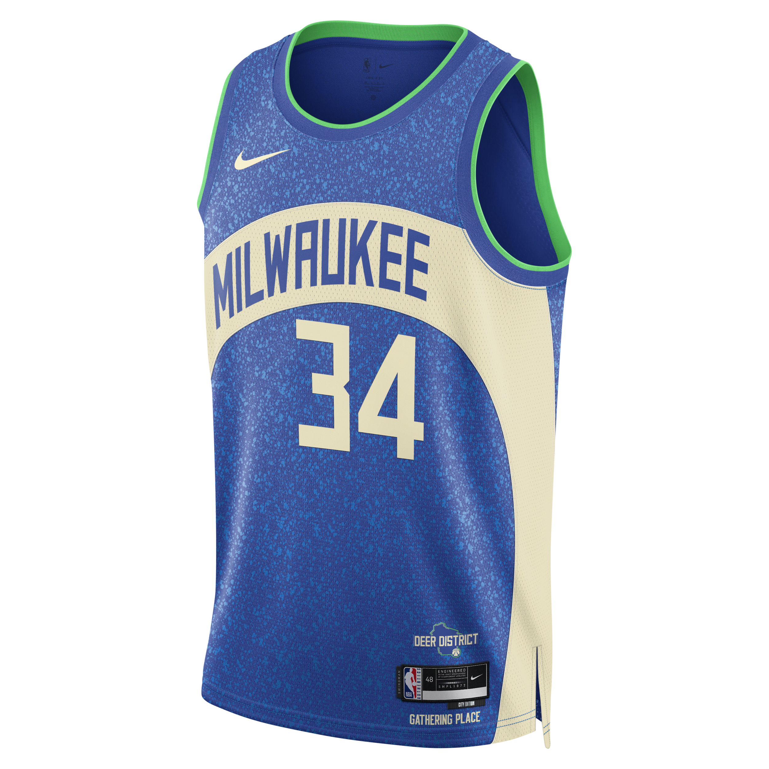 Nike Giannis Antetokounmpo Milwaukee Bucks City Edition 2023 24 Dri-FIT Swingman NBA-jersey voor heren Blauw
