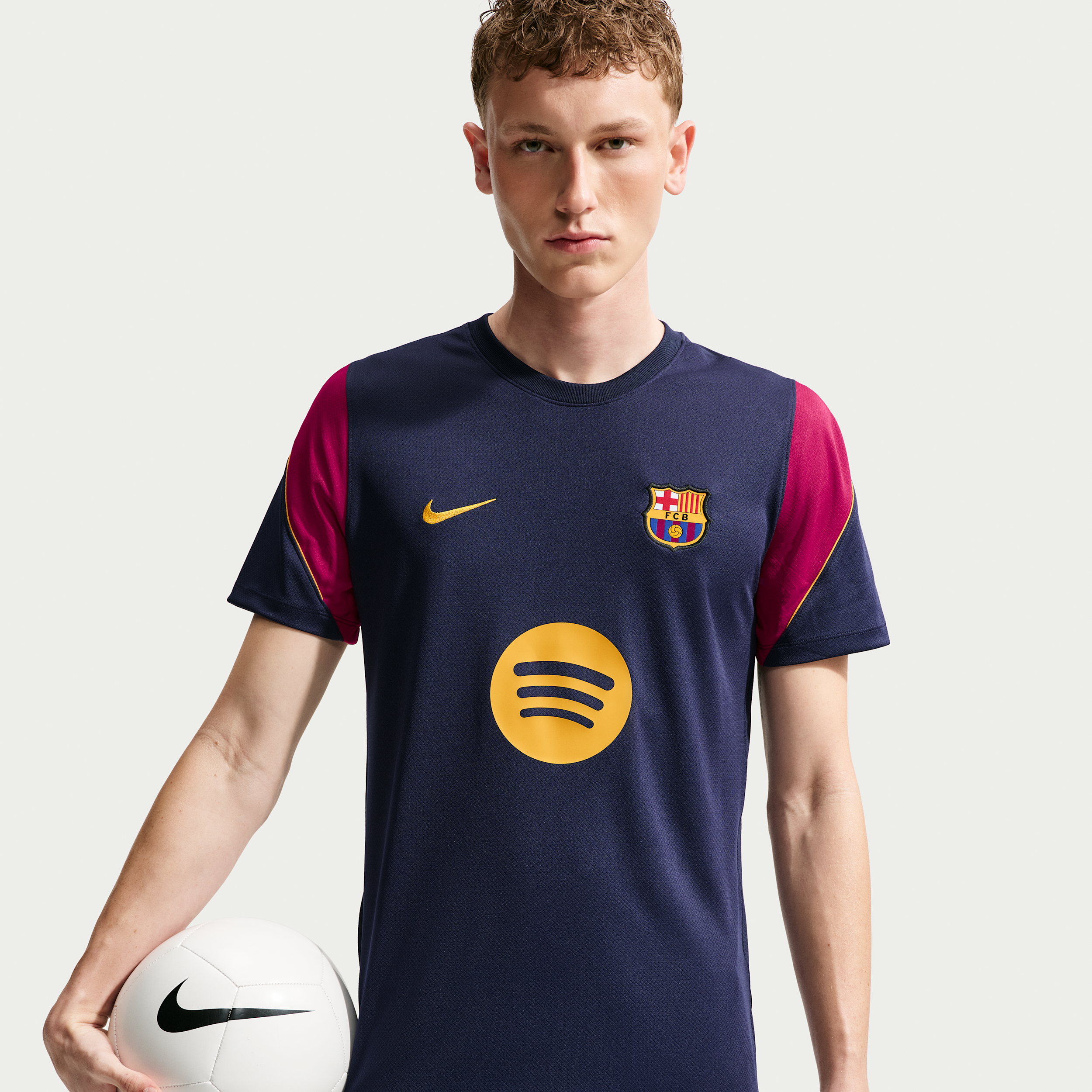Kortærmet FC Barcelona Strike Nike Dri-FIT-fodboldtrøje til mænd - blå