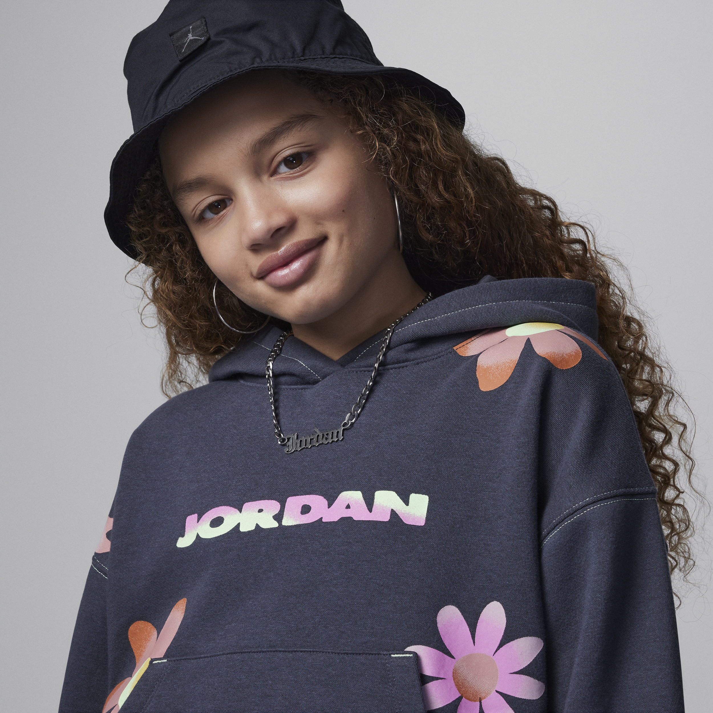 Jordan Deloris Flower hoodie voor kids Grijs