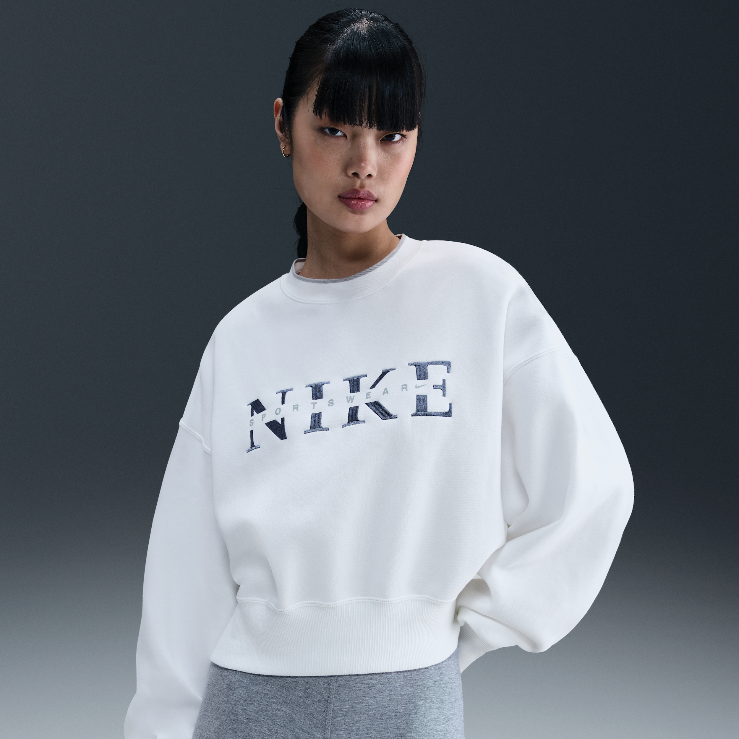 Thumbnail - Nike Sportswear Phoenix Fleece Oversize-Damen-Sweatshirt mit Rundhalsausschnitt - Weiß