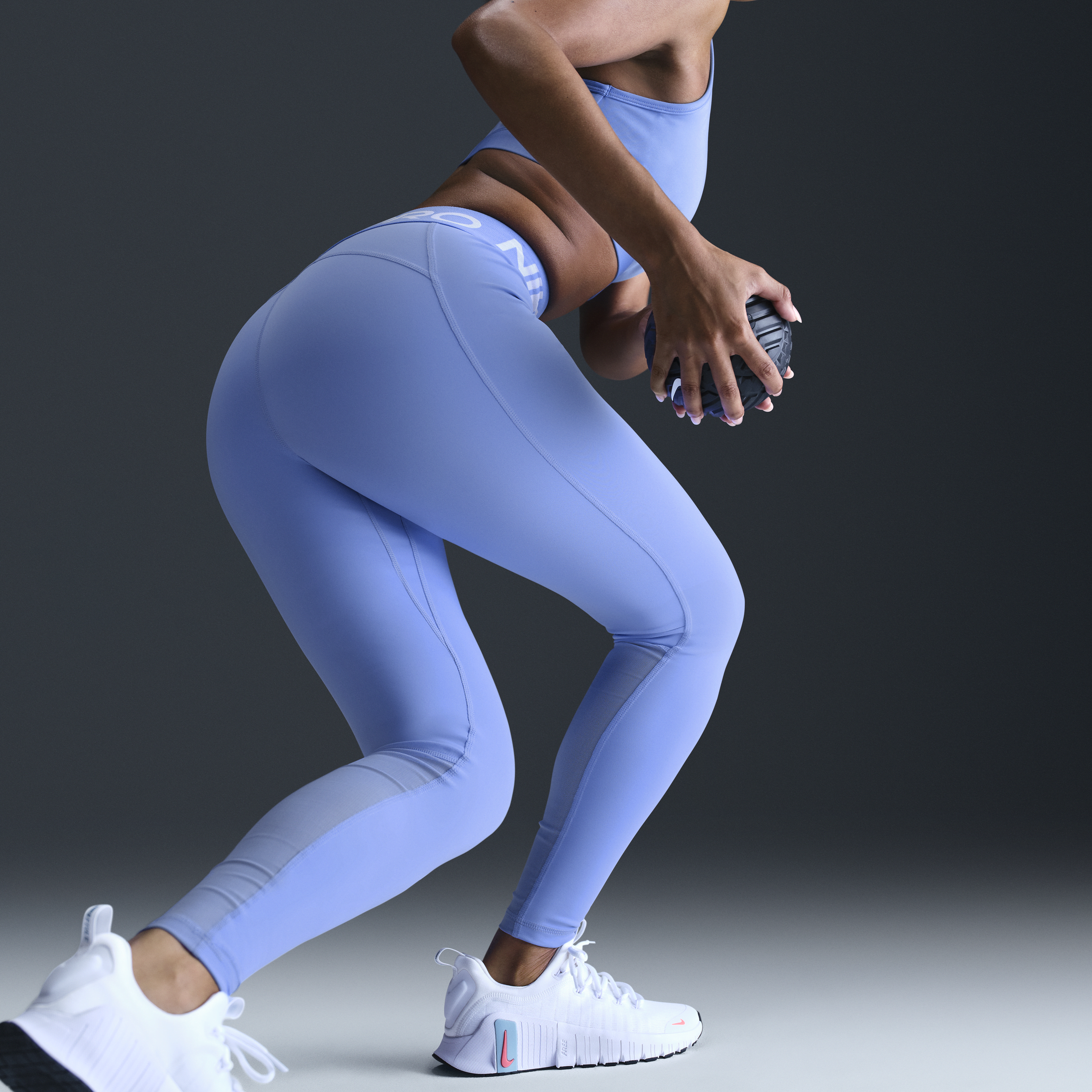 Legging taille mi-haute à empiècements en mesh Nike Pro pour femme - Bleu