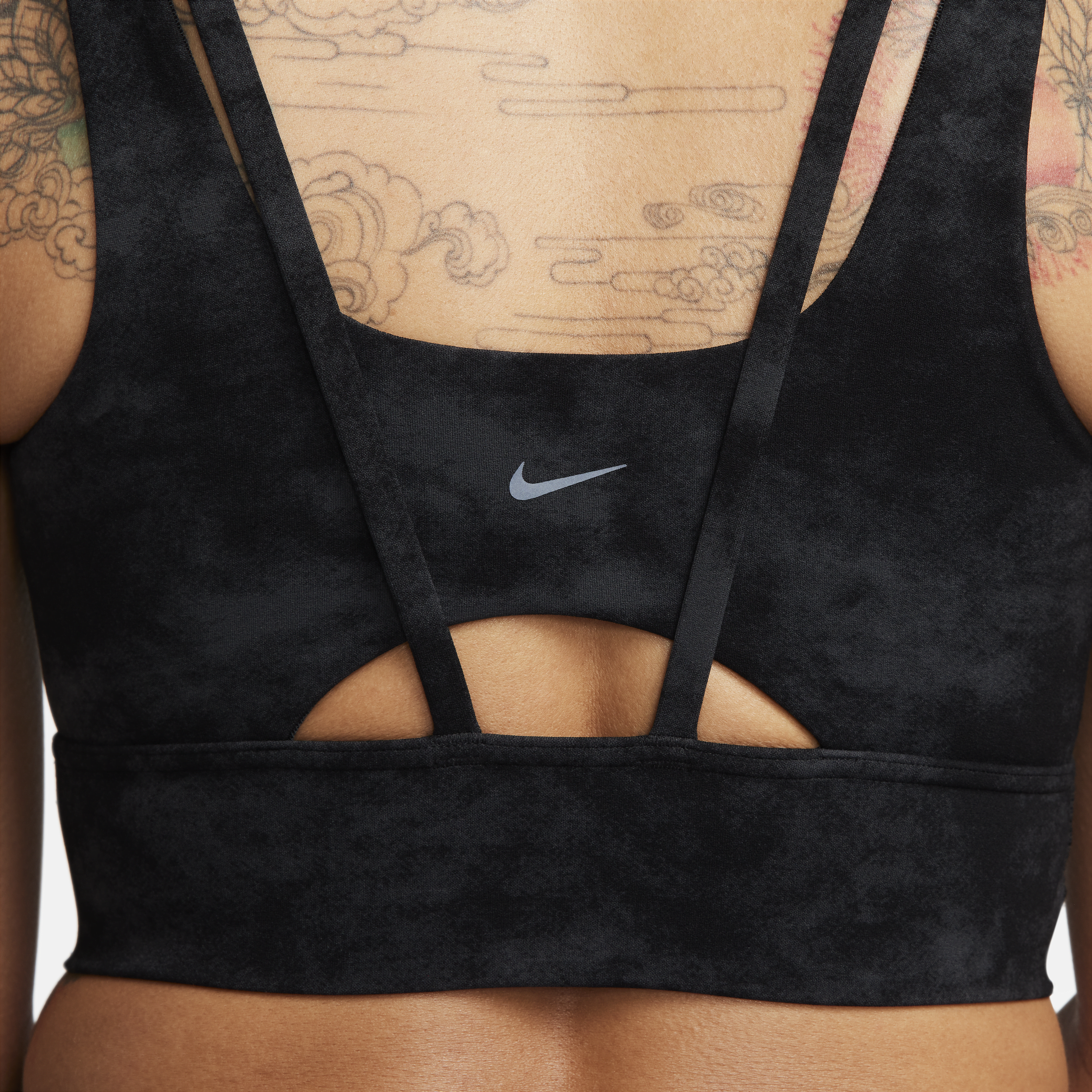 Nike Zenvy Tie-Dye lange sport-bh met vulling en medium ondersteuning Zwart