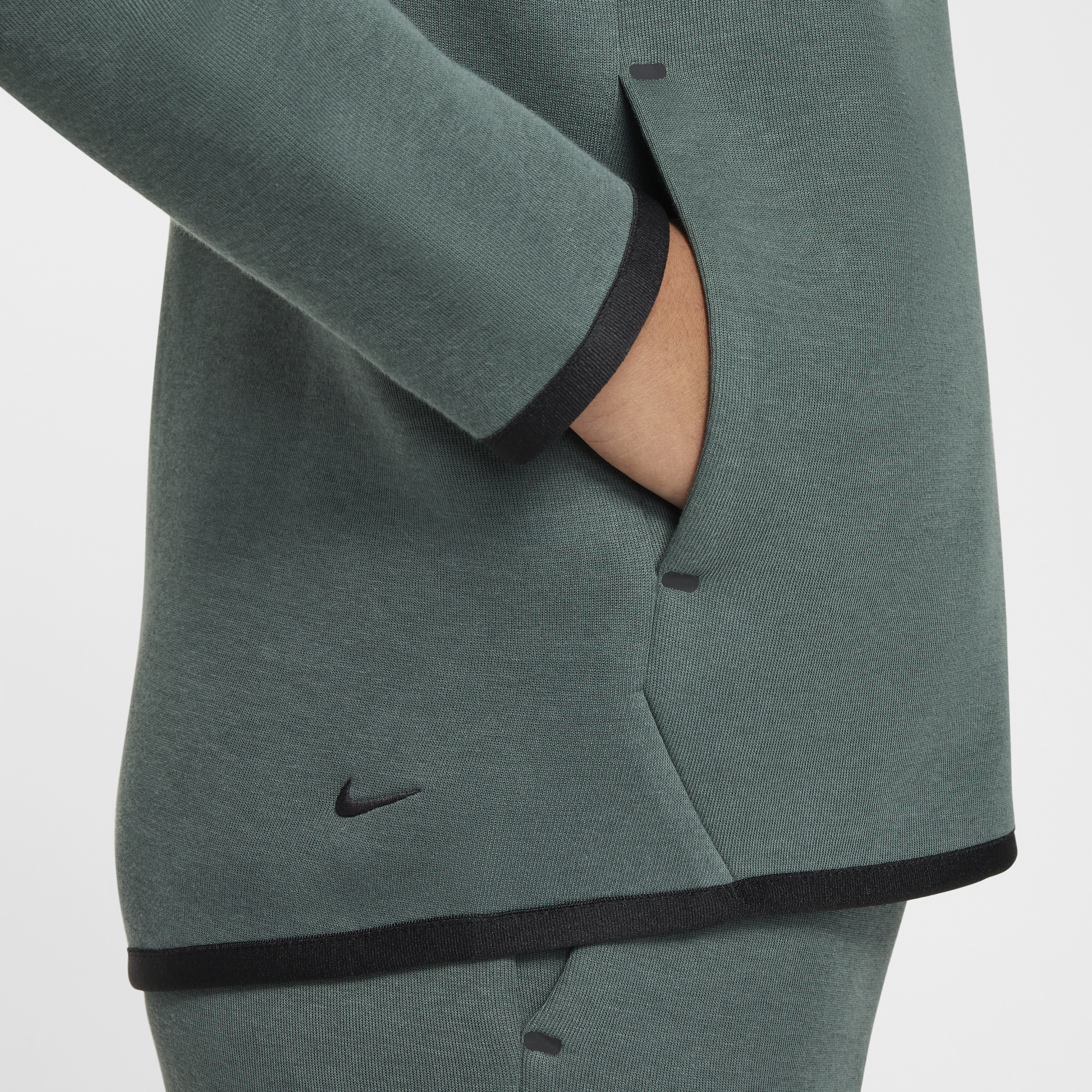 Sweat à capuche et zip Nike Sportswear Tech Fleece pour ado (fille) - Vert