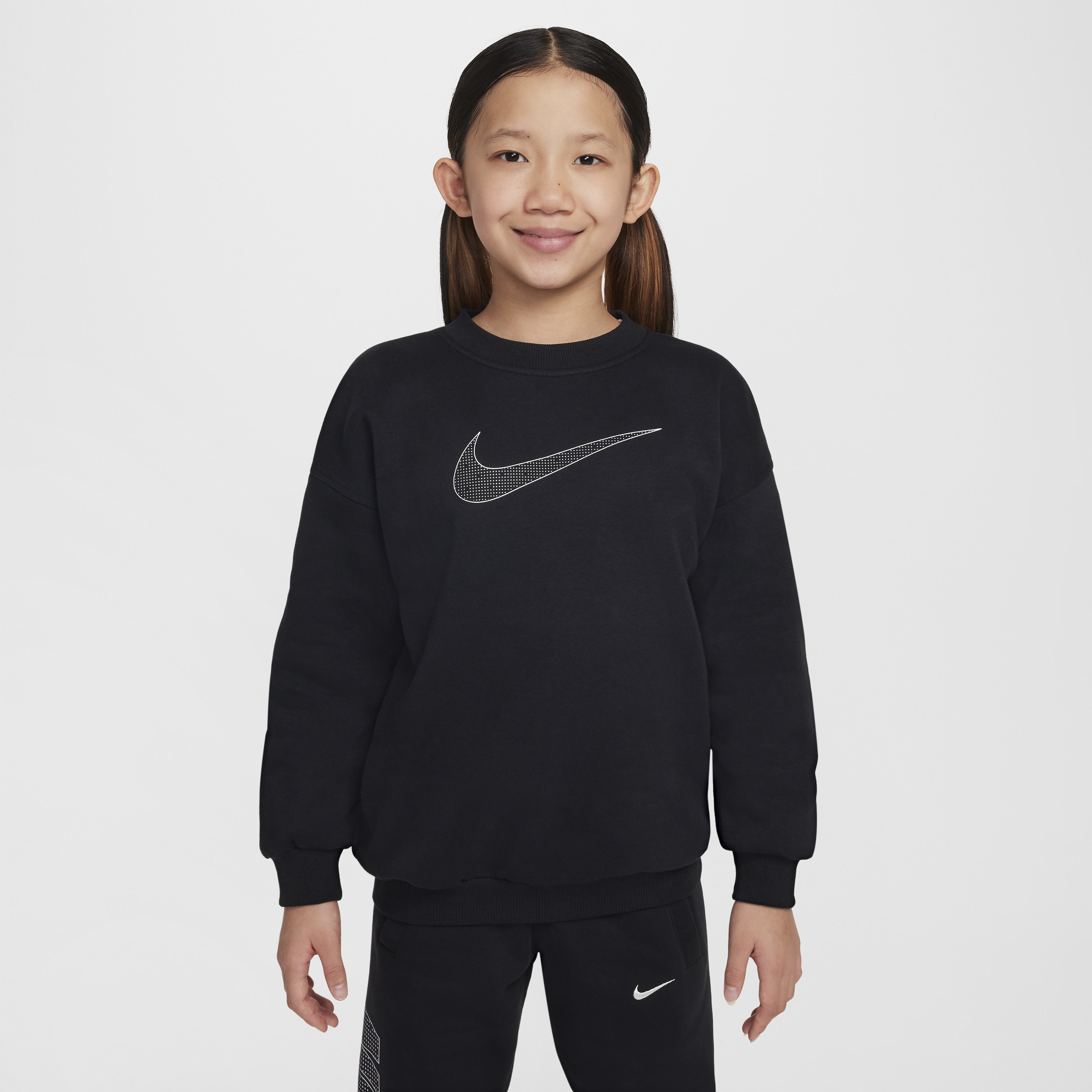 Sweat oversize Nike Sportswear Club Fleece pour ado (fille) - Noir