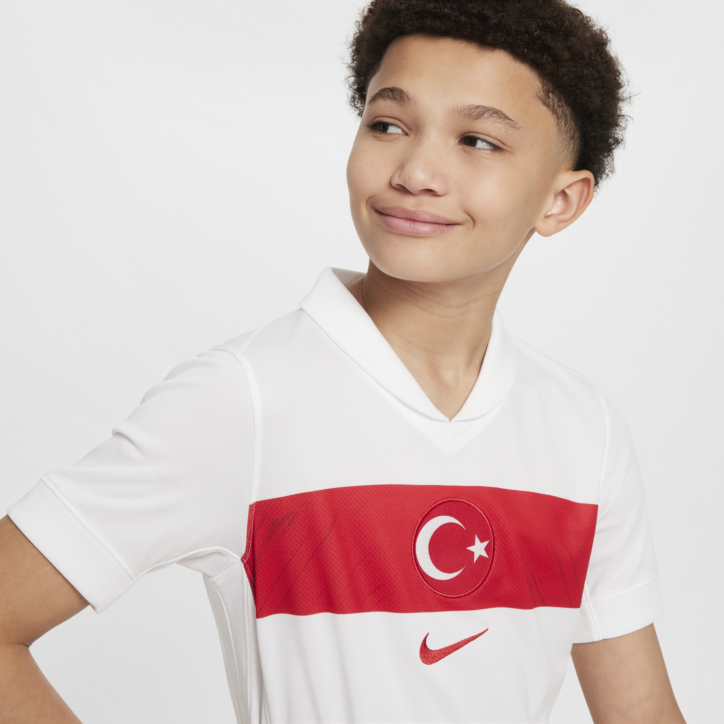 Nike Turkije 2024 25 Stadium Thuis Dri-FIT replica voetbalshirt voor kids Wit