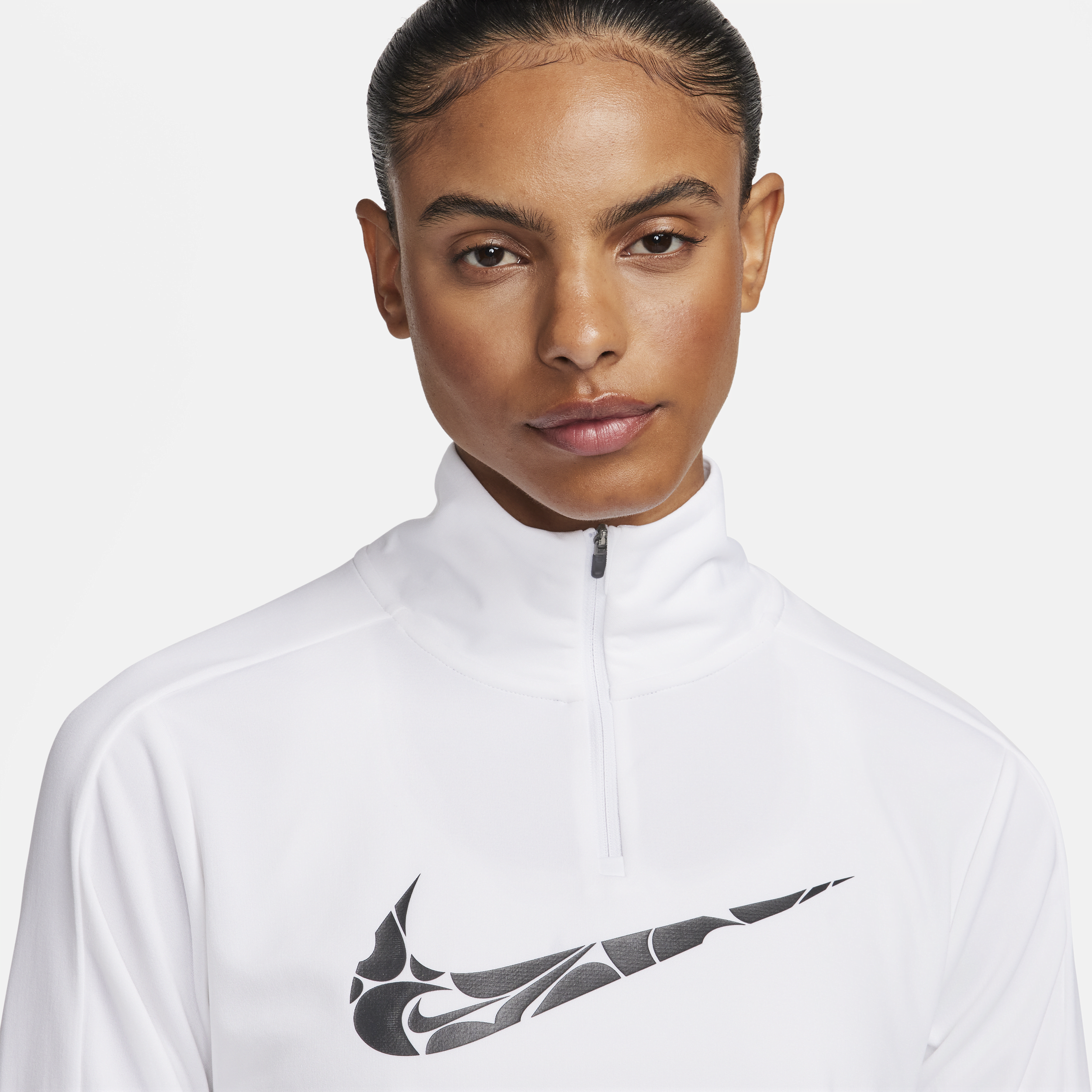 Nike Swoosh Dri-FIT tussenlaag met korte rits voor dames Wit