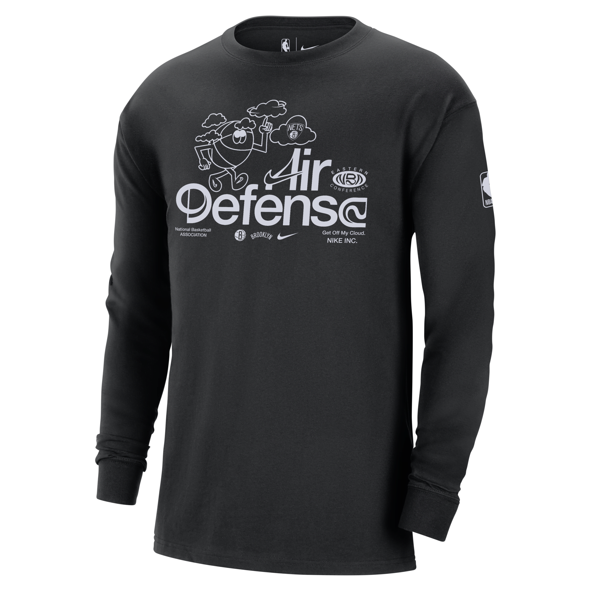 Nike Brooklyn Nets Essential NBA-herenshirt met lange met lange mouwen Zwart