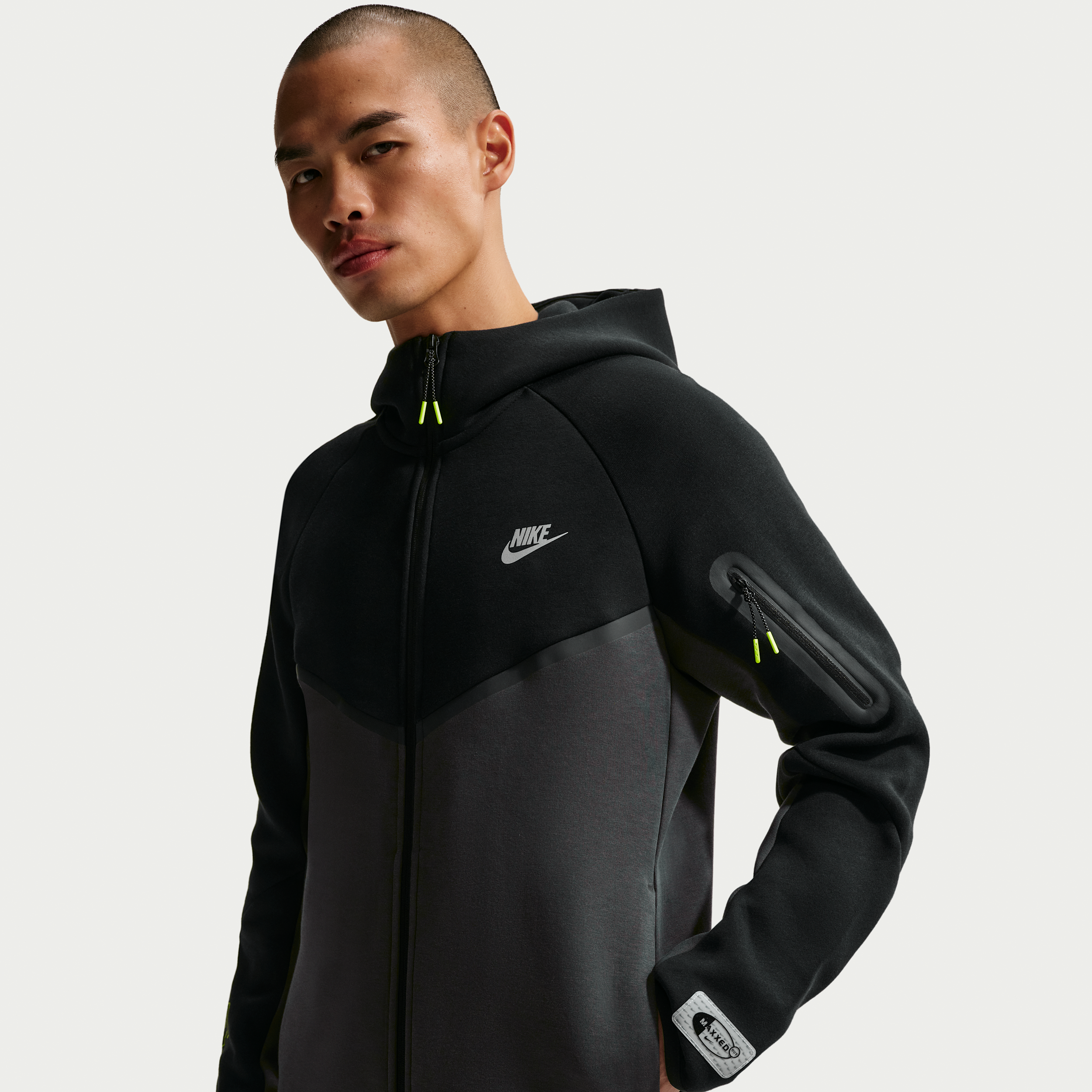 Thumbnail - Nike Tech Fleece-Windrunner-Jacke mit durchgehendem Reißverschluss (Herren) - Schwarz
