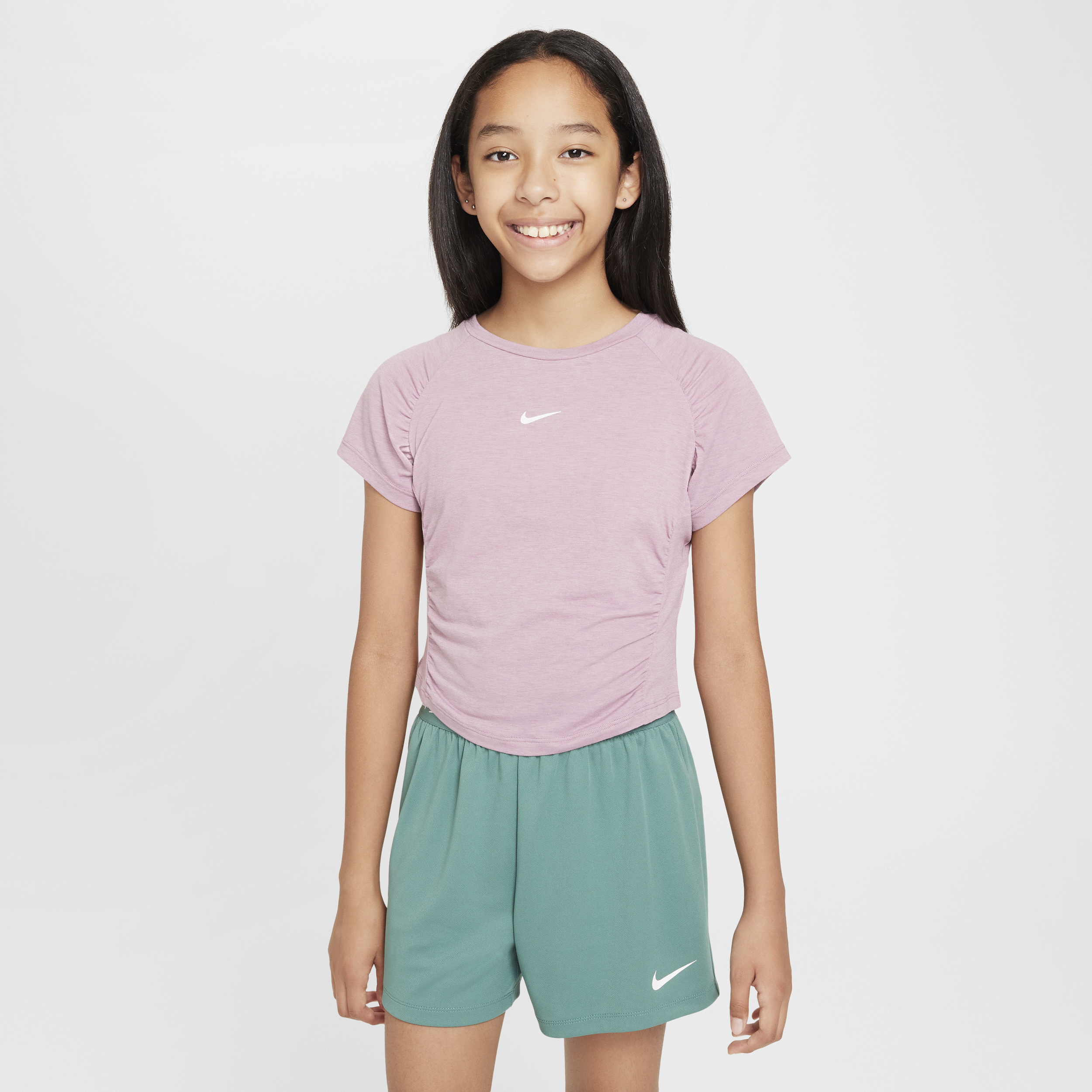 Haut à manches courtes Dri-FIT Nike One Fitted pour fille - Pourpre