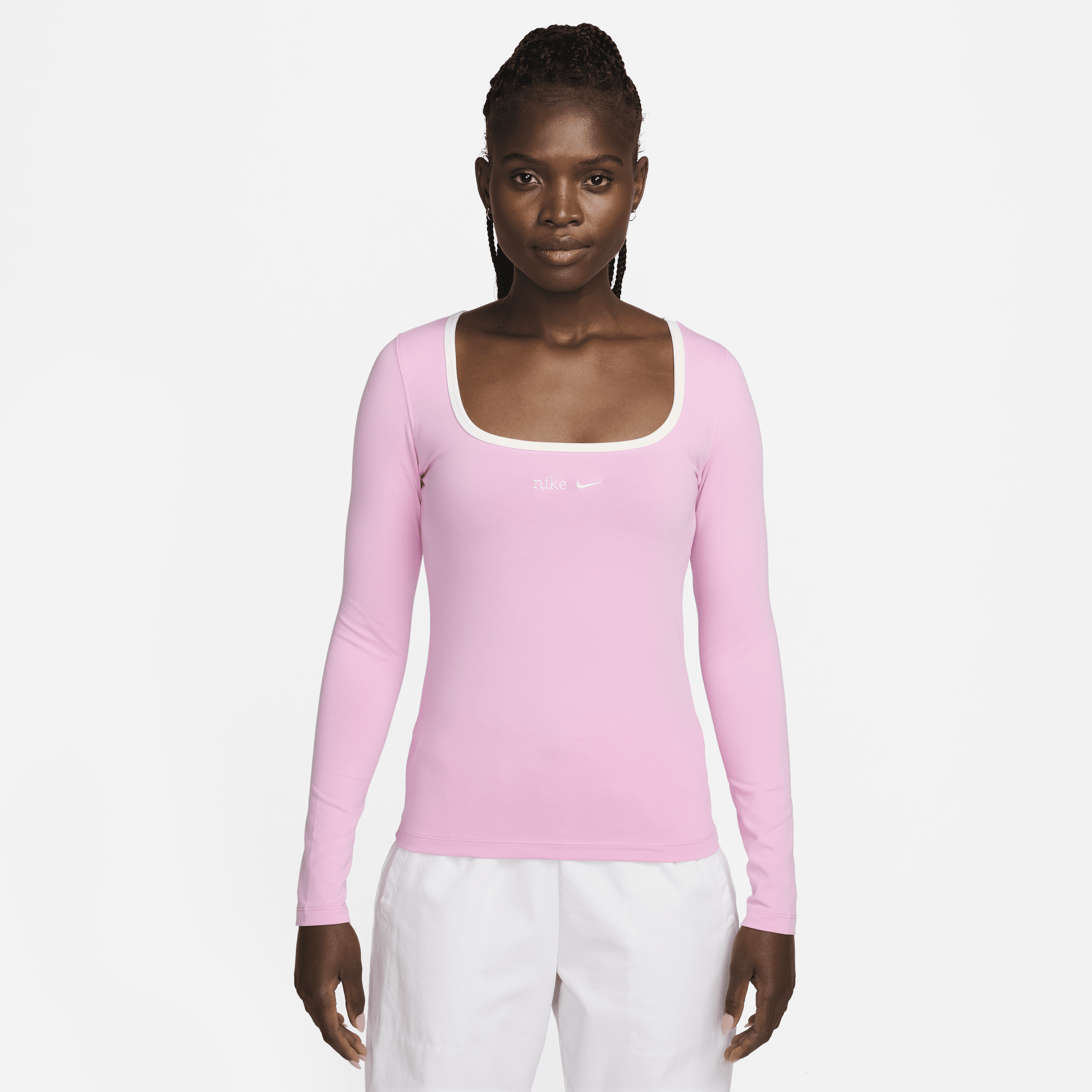 Nike Sportswear damestop met lange mouwen en vierkante hals Roze
