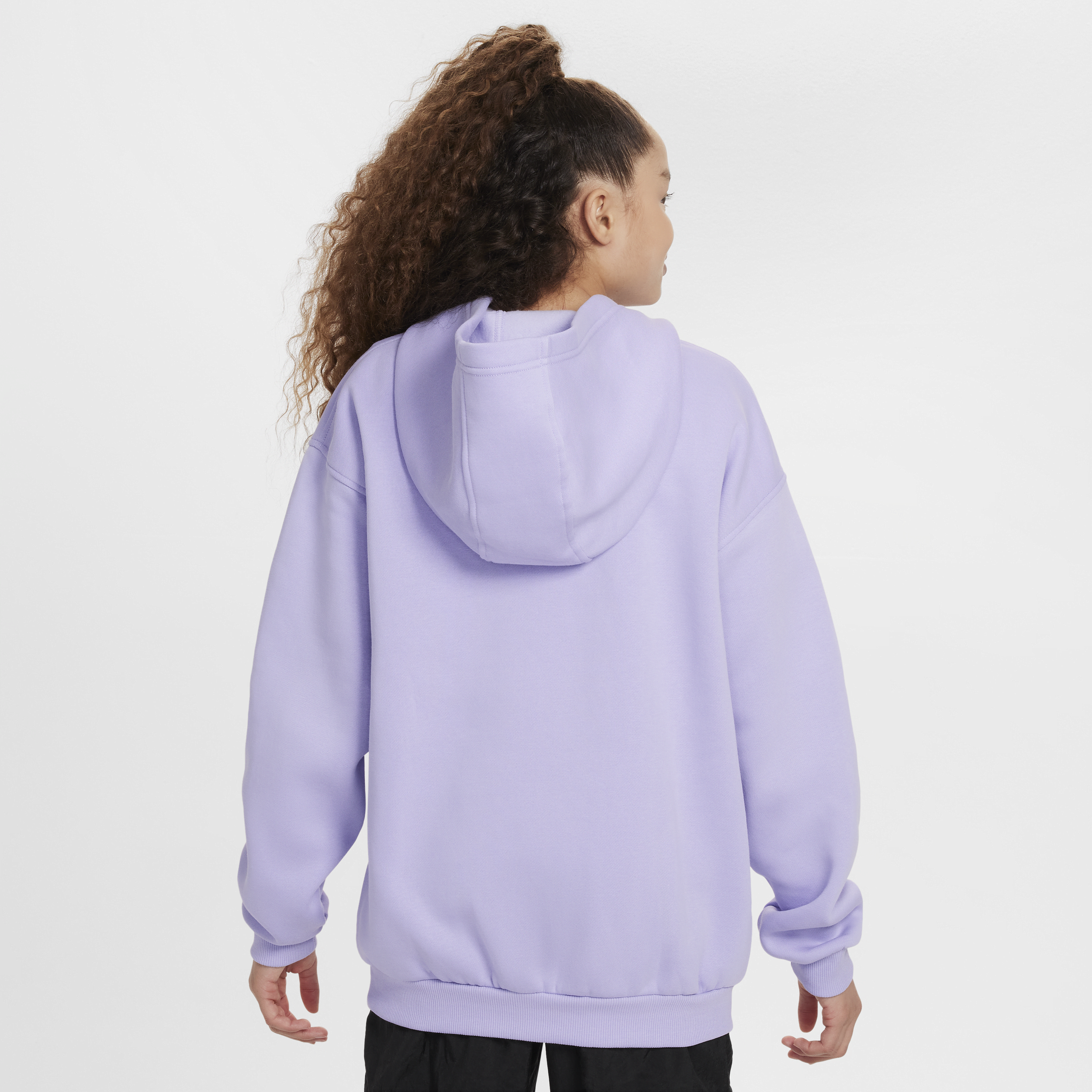 Nike Sportswear Club Fleece oversized hoodie met rits over de hele lengte voor meisjes Paars