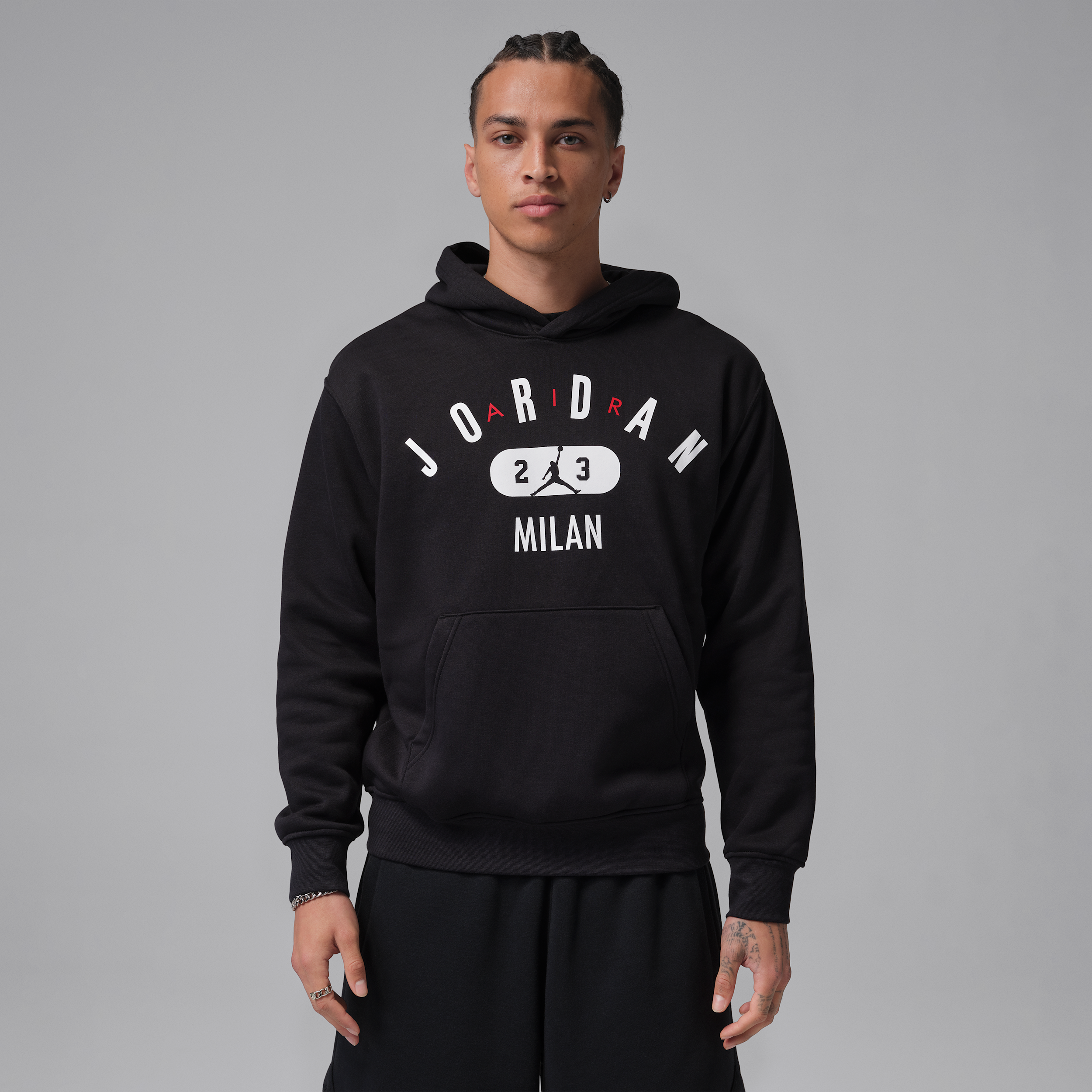 Felpa pullover in fleece con cappuccio Milan Jordan – Uomo - Nero