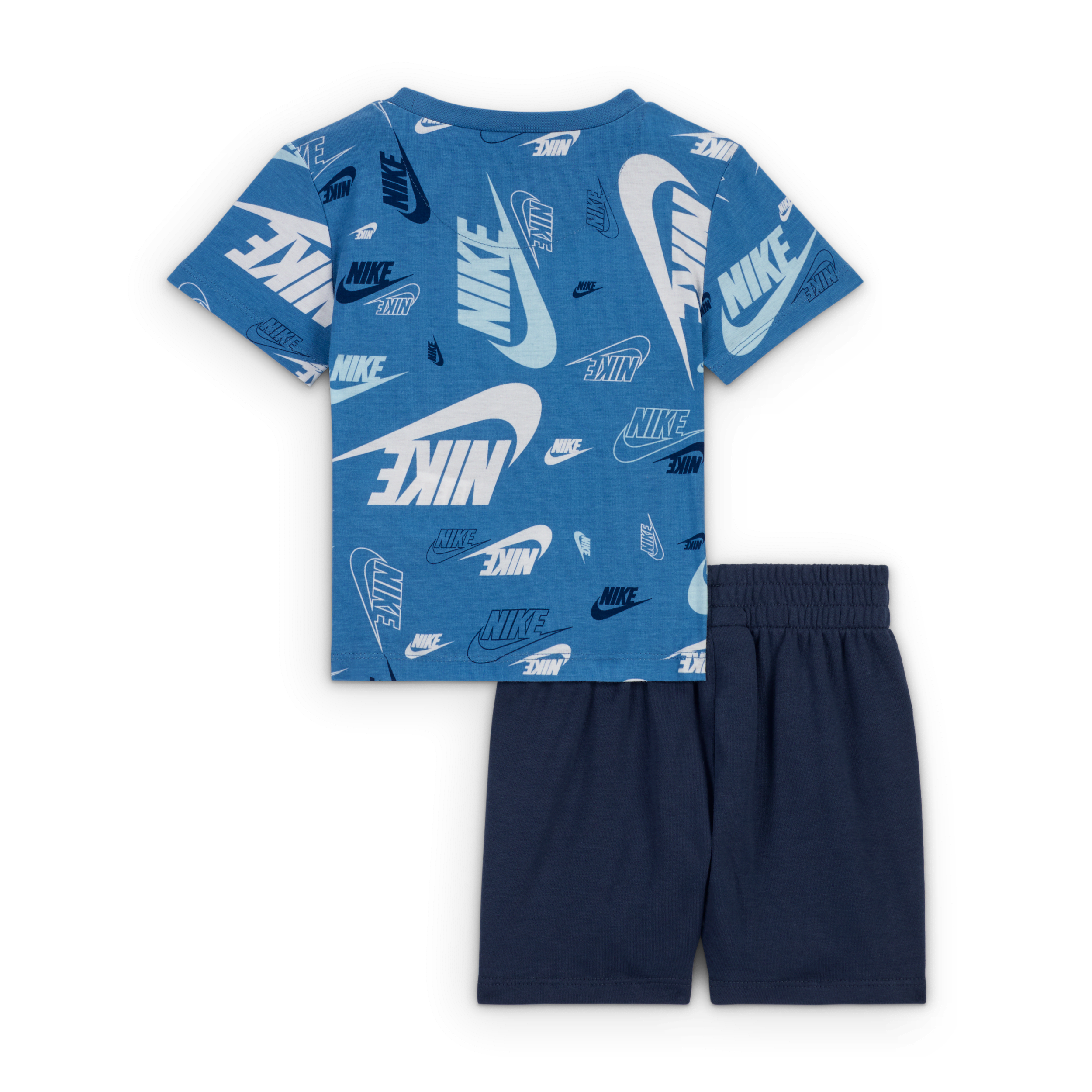 Thumbnail - Nike Sportswear Set aus T-Shirt mit Print und leichten French-Terry-Shorts (Babys, 12–24 M) - Blau