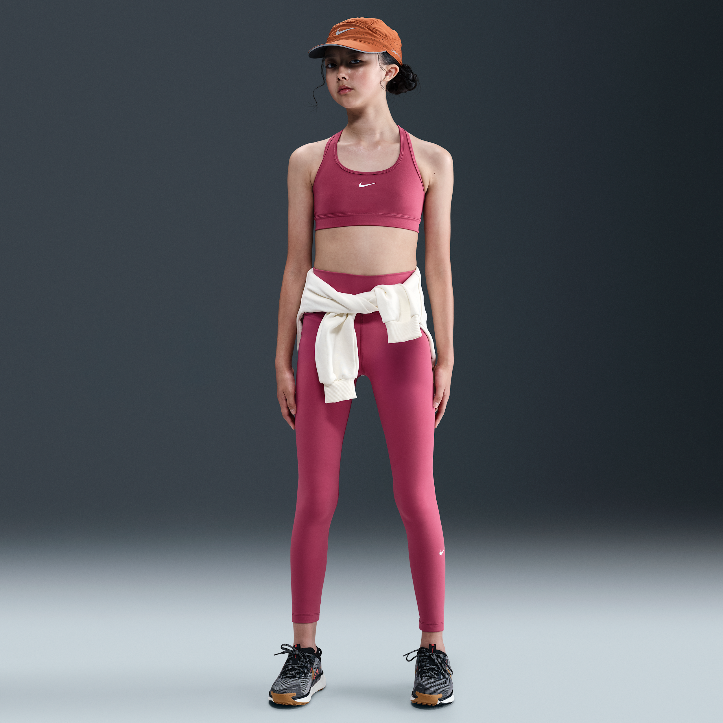 Nike One Older Kids (Girls) Dri-FIT High-Waisted Leggings - Purple - Polyester/Elastane - 50% Recycled Polyester