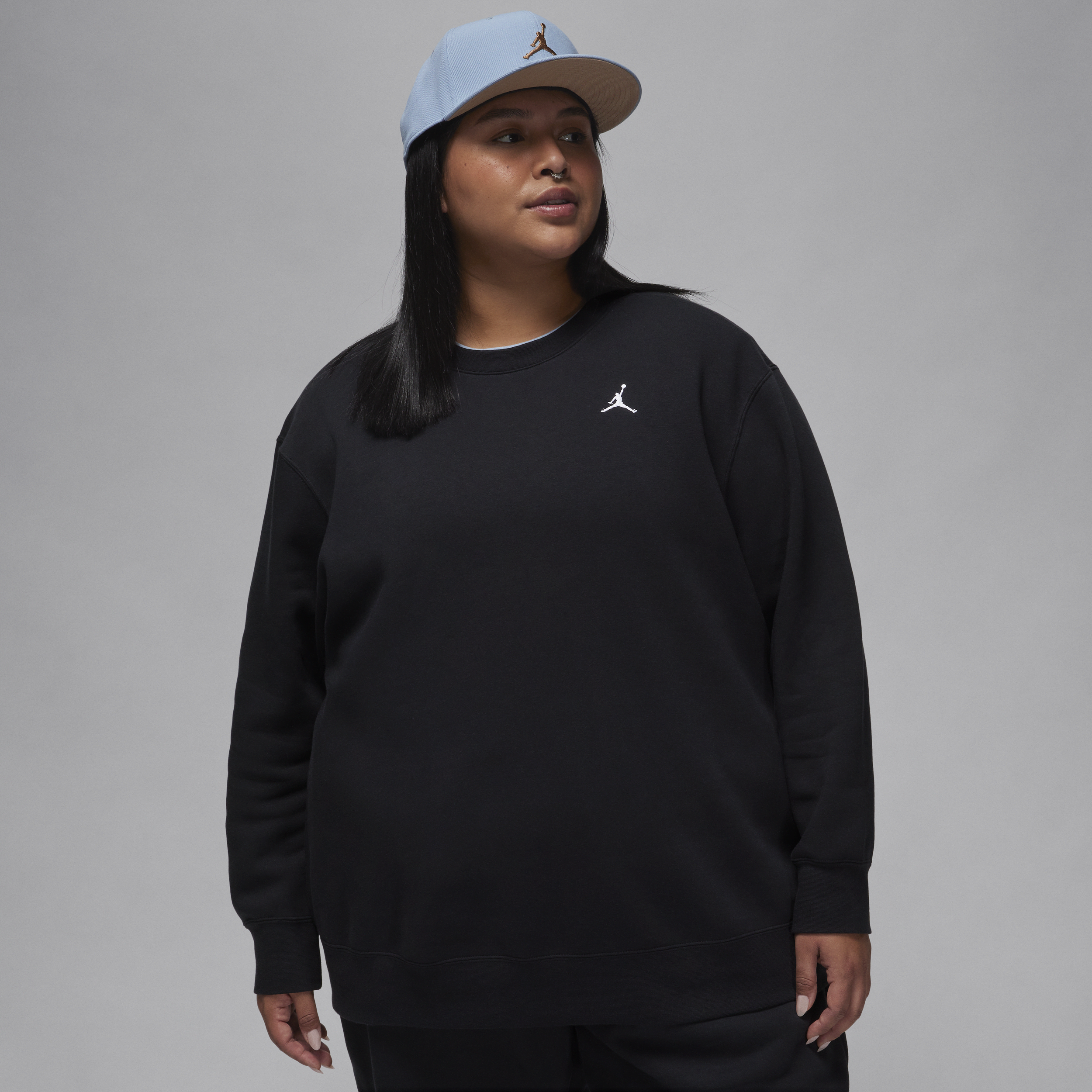 Jordan Brooklyn Fleece sweatshirt met ronde hals voor dames (Plus Size) Zwart