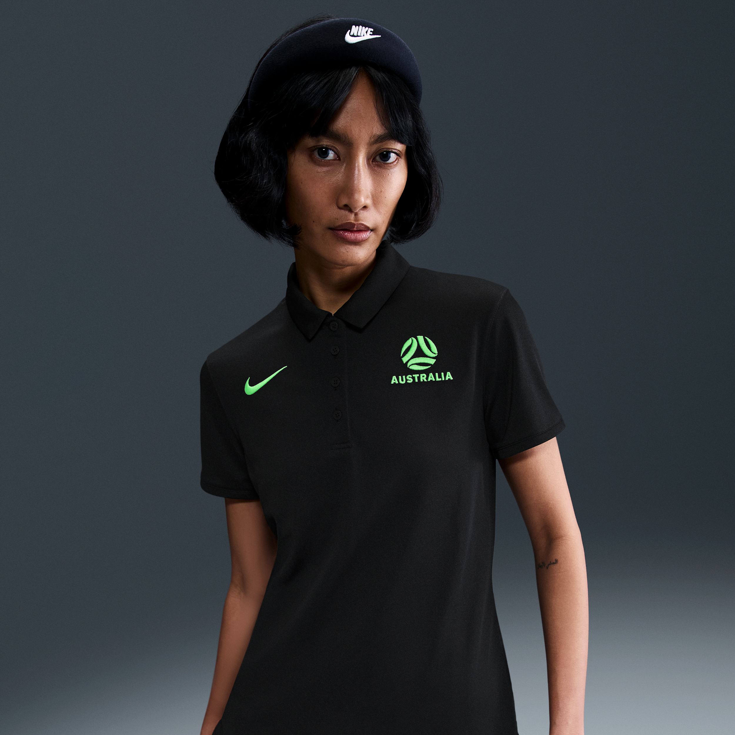 Australia Victory Women's Nike Dri-FIT Football Polo - Black - Recycled Polyester - 50% Recycled Polyester