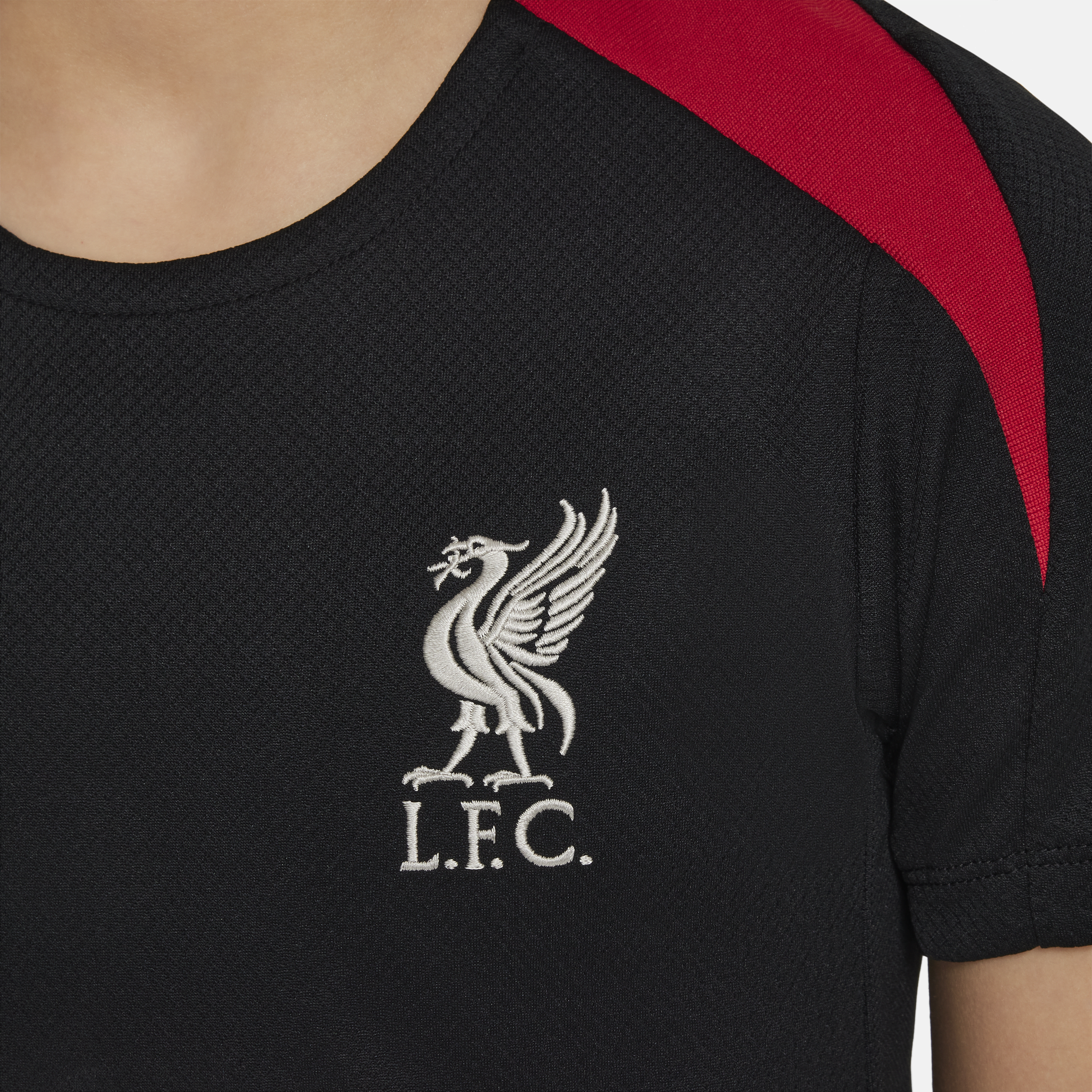 Haut de foot en maille à manches courtes Nike Dri-FIT Liverpool FC Strike pour ado - Noir