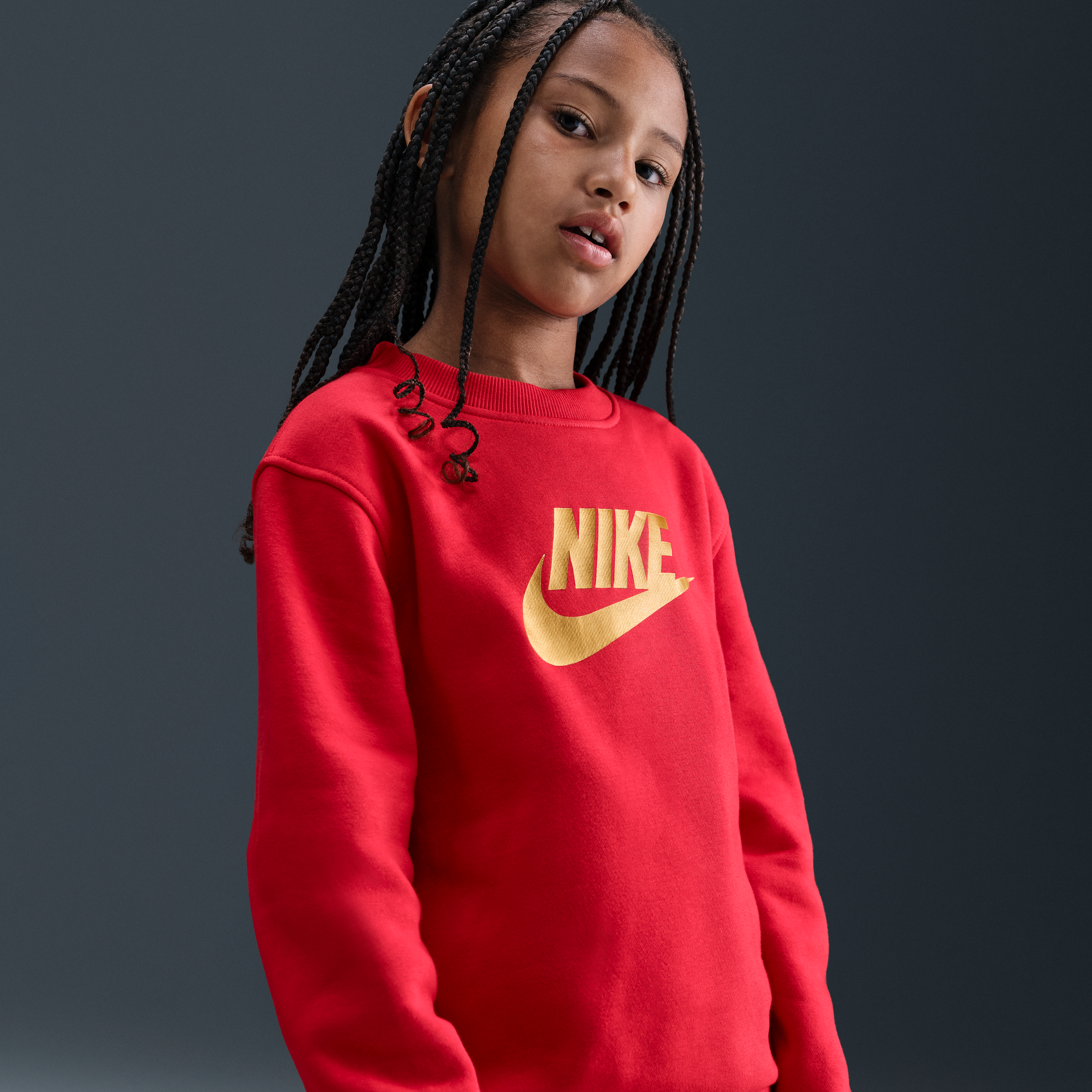 Thumbnail - Nike Club Fleece-Sweatshirt mit Rundhalsausschnitt für ältere Kinder - Rot