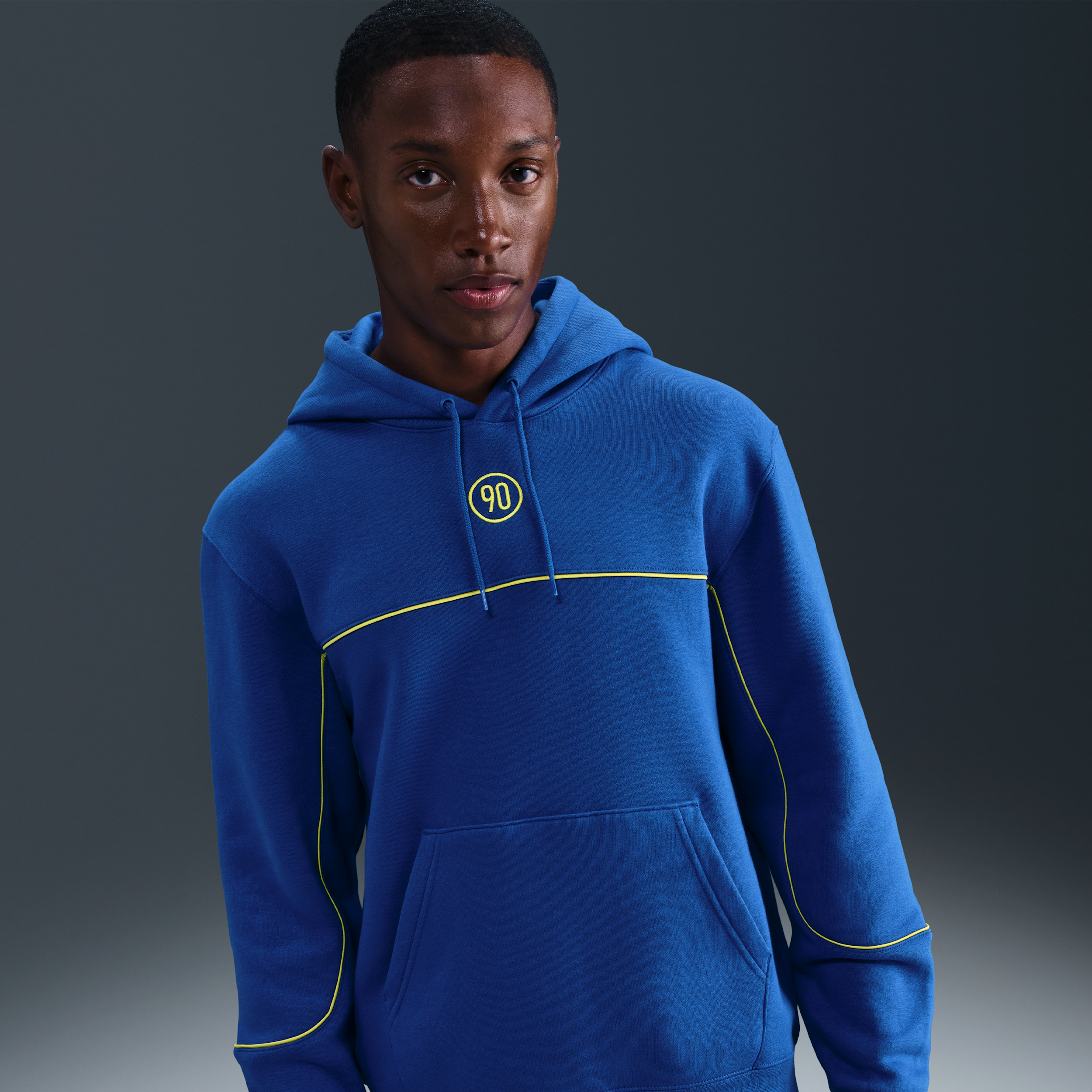 Nike Club Total 90 Mens Football Pullover Hoodie - Blue - Cotton/Polyester