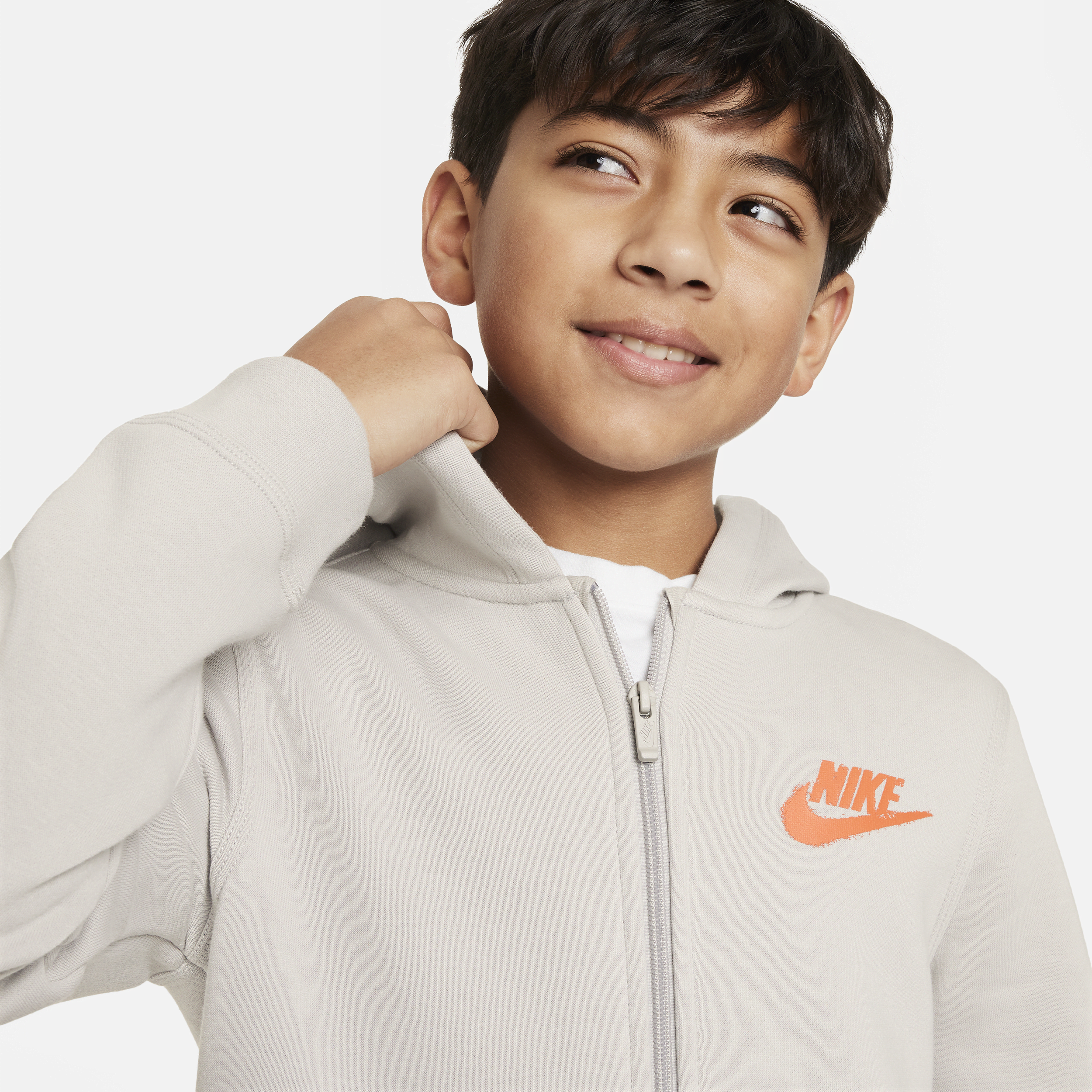 Nike Sportswear fleecehoodie met rits en graphic voor jongens Grijs