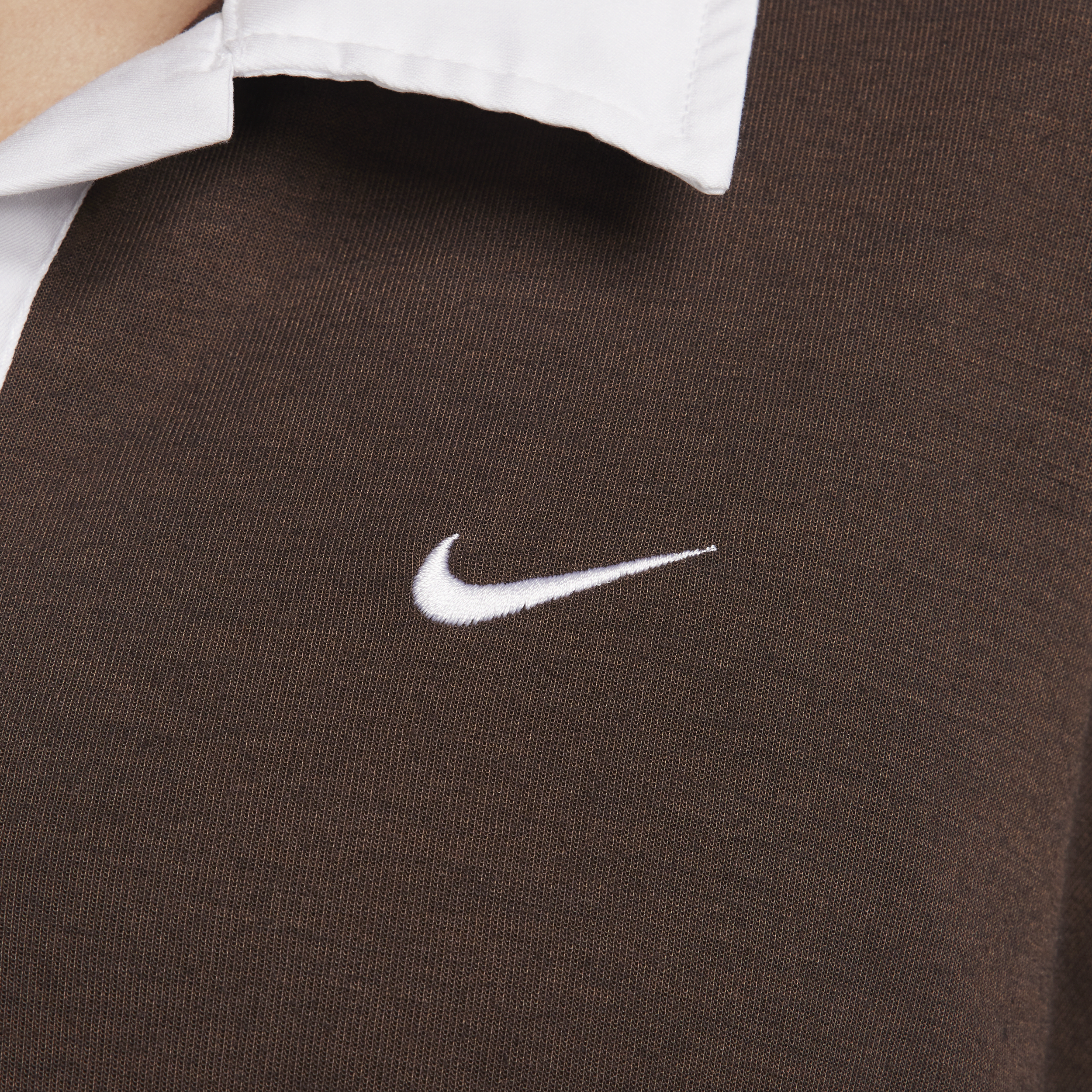 Nike Sportswear Essential oversized polo met lange mouwen voor dames Bruin