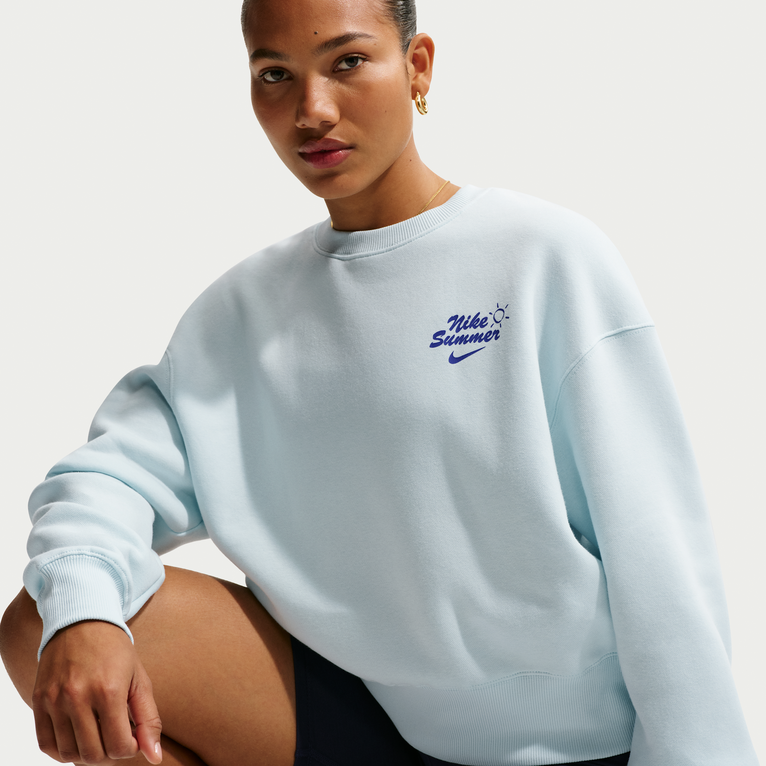 Thumbnail - Nike Phoenix Fleece Oversize-Damen-Sweatshirt mit Rundhalsausschnitt - Blau