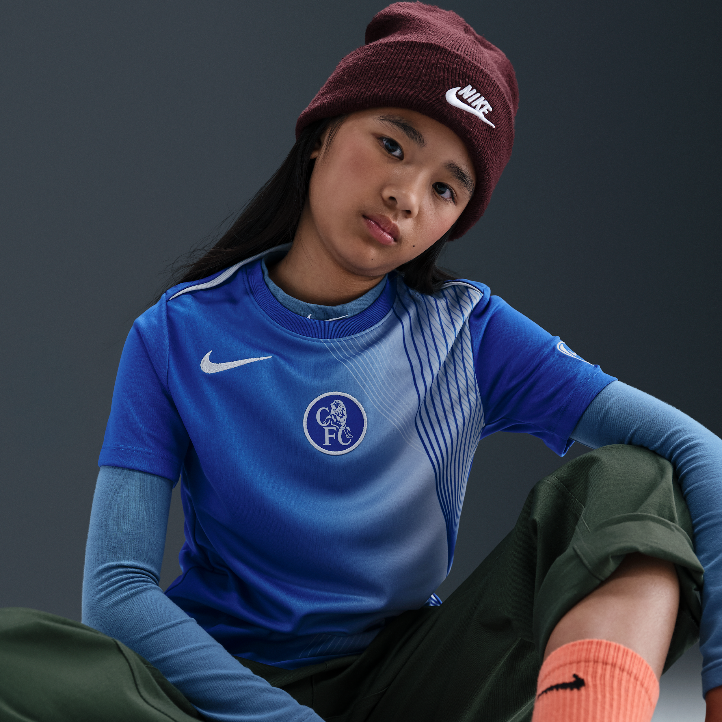 Thumbnail - FC Chelsea Academy Pro Third Nike Dri-FIT Pre-Match-Fußballoberteil (ältere Kinder) - Blau
