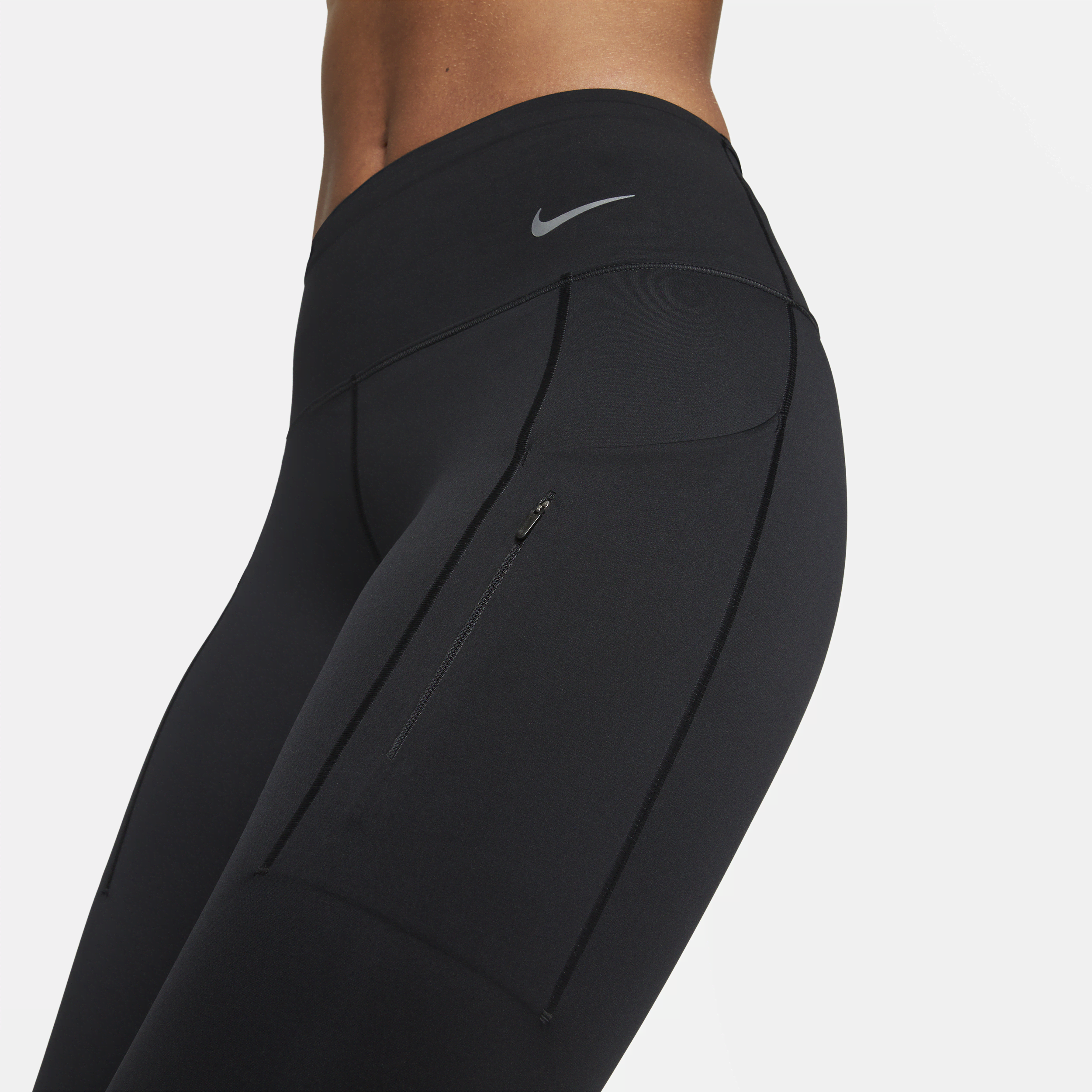 Legging 7/8 taille mi-haute à maintien supérieur avec poches Nike Go pour femme - Noir