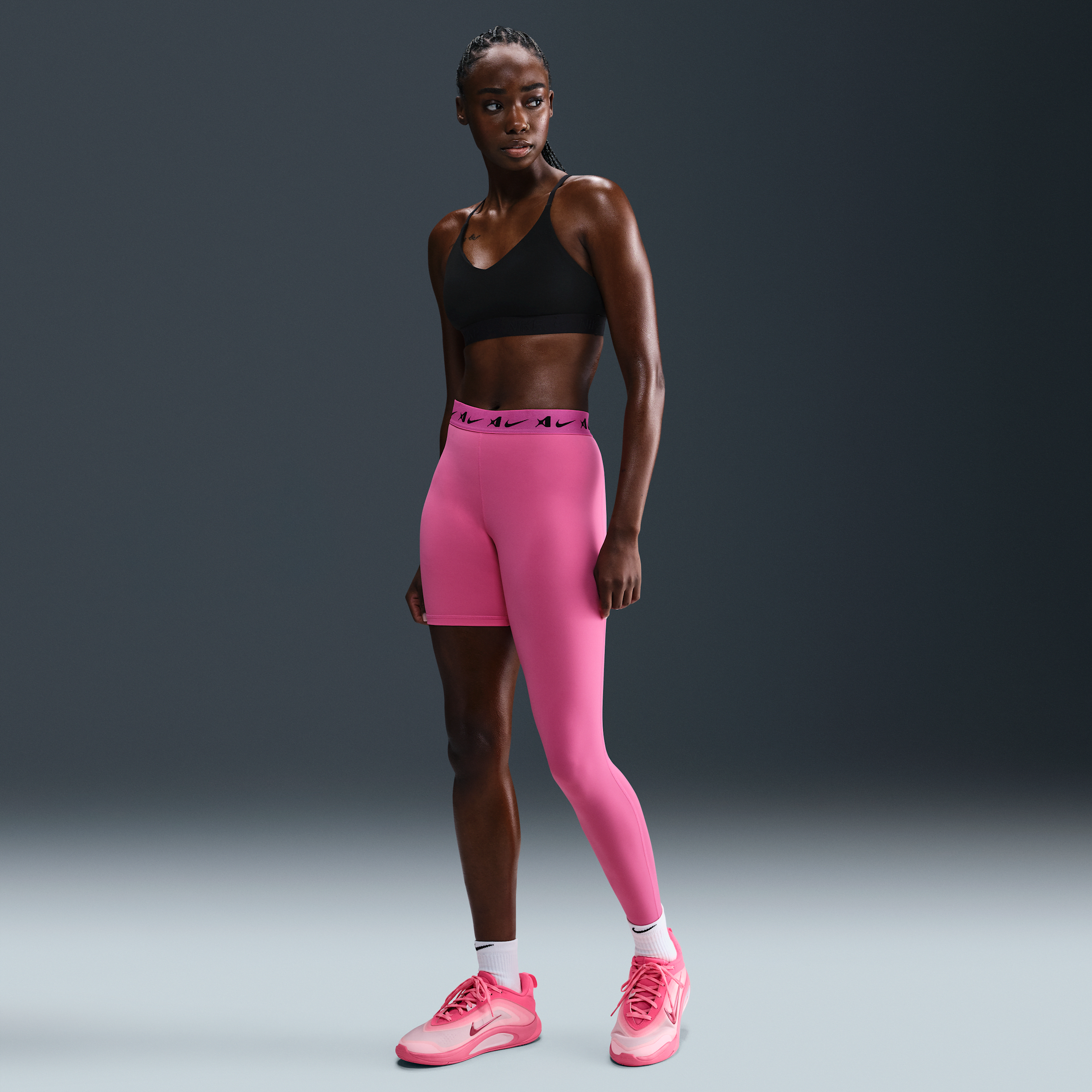 Thumbnail - A'ja Wilson a'symmetrische Single-Leg-Basketball-Leggings mit mittelhohem Bund (Damen) - Pink