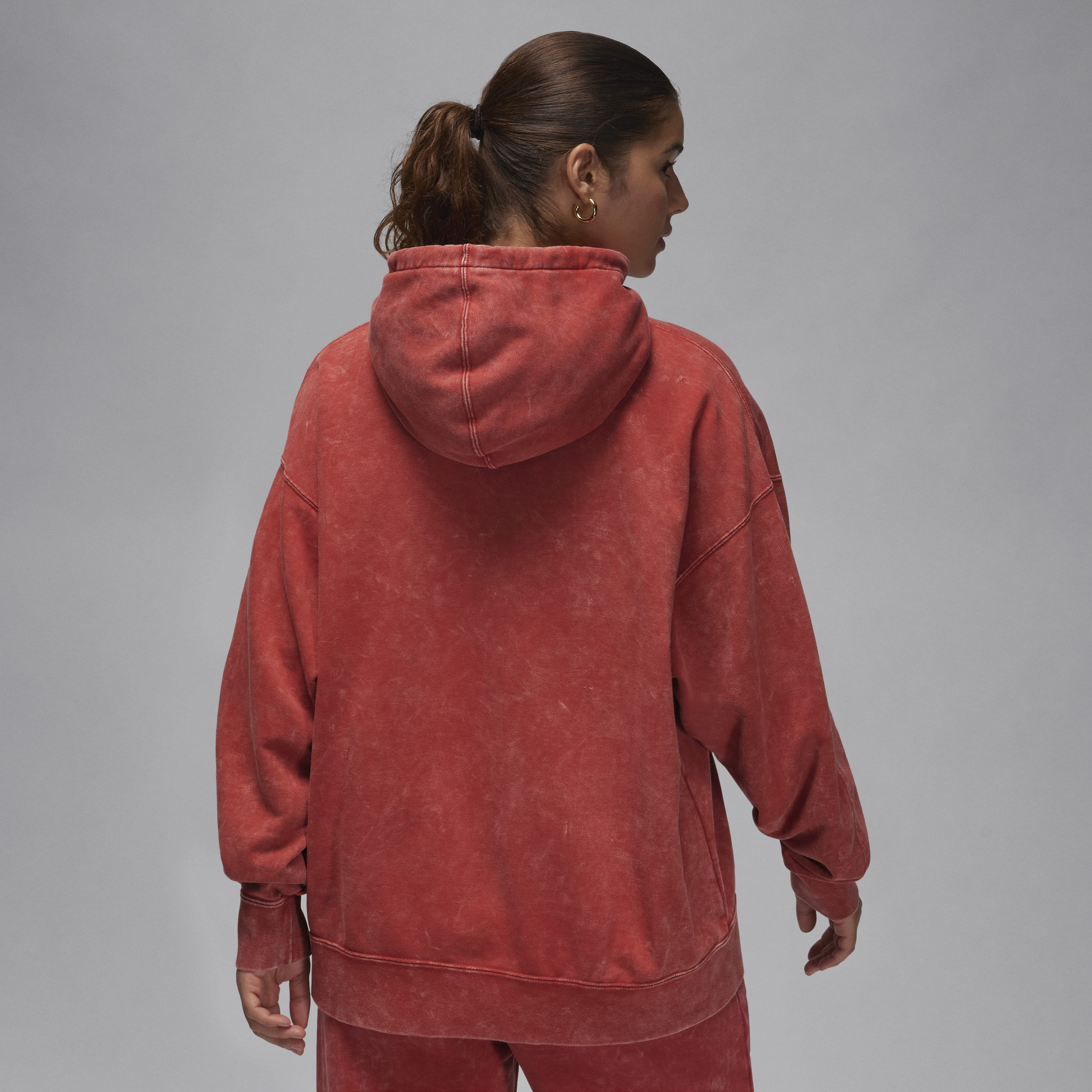Jordan Flight Fleece gewassen hoodie voor dames Rood