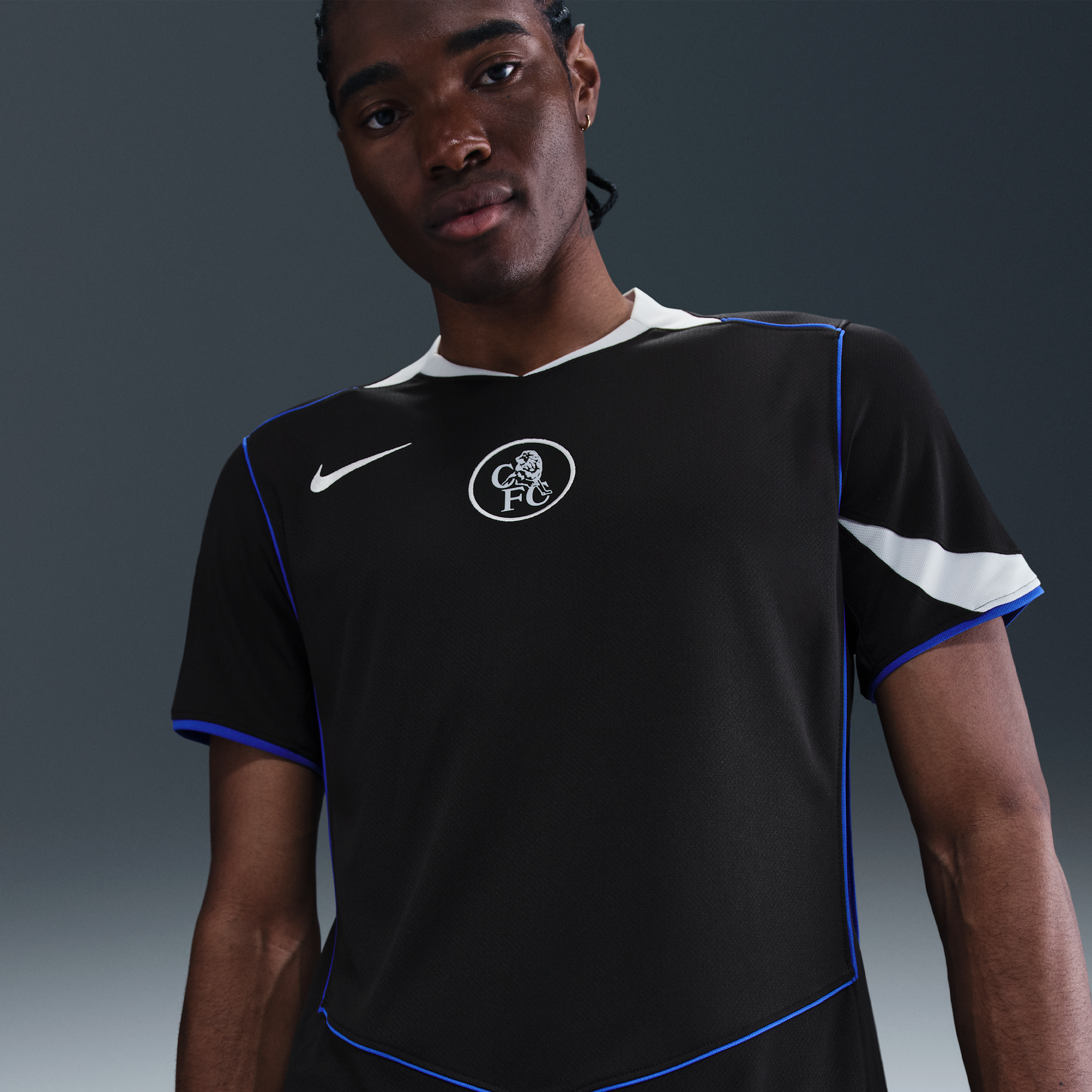Chelsea F.C. 2025/26 Stadium Third Men's Nike Dri-FIT Football Replica Shirt - Black - Polyester