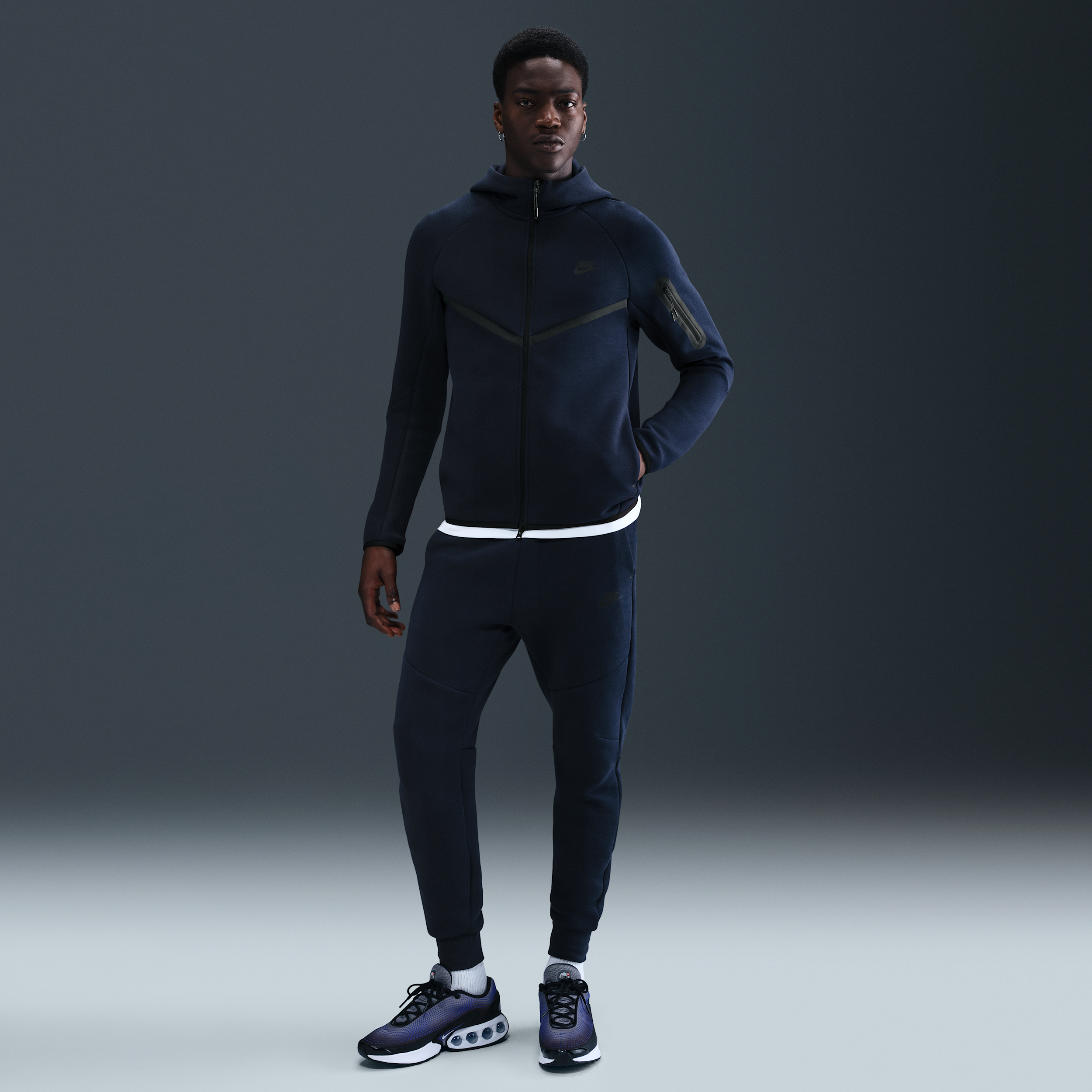 Sweat à capuche et zip Windrunner Nike Tech pour homme - Bleu