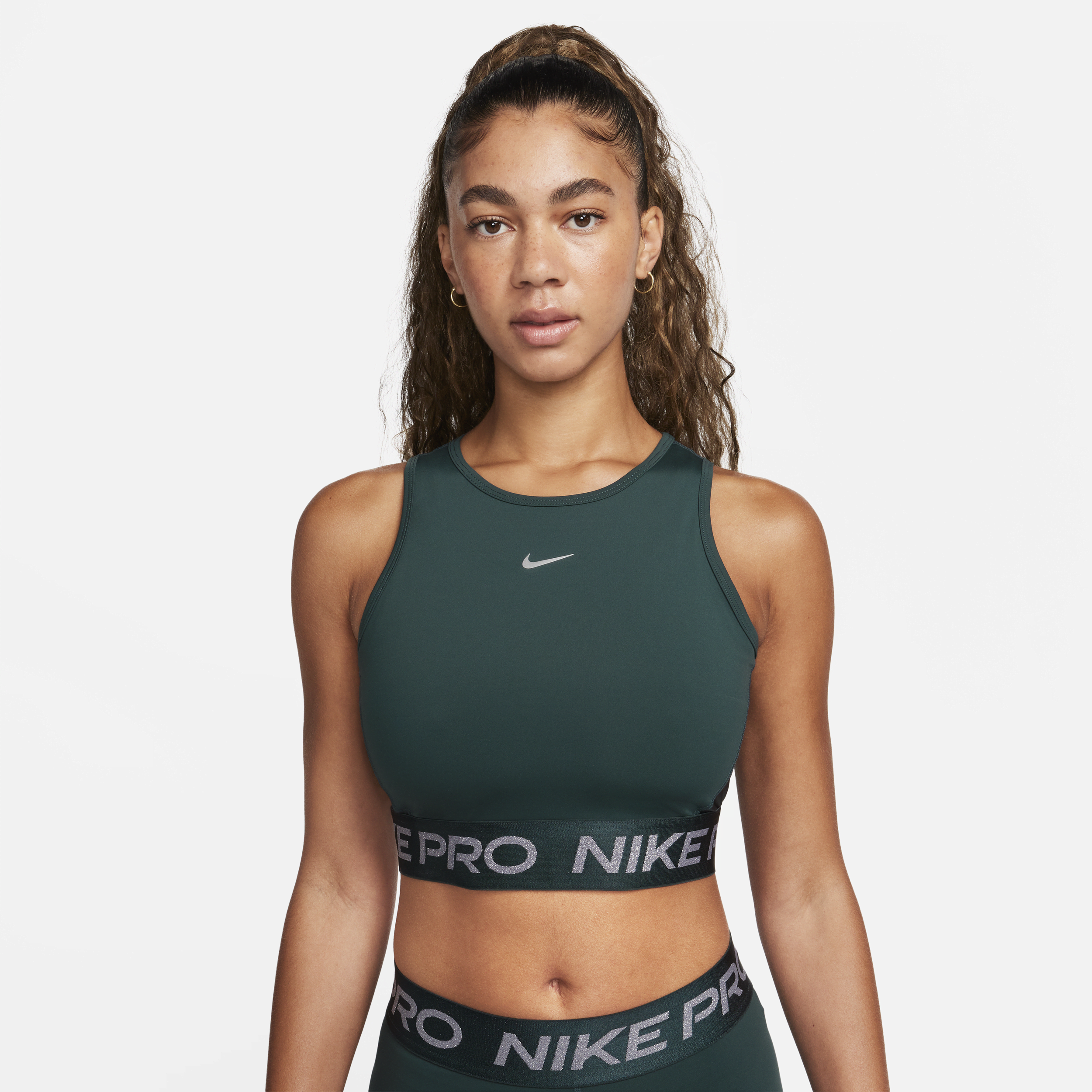 Nike Pro Dri-FIT korte tanktop voor dames Groen