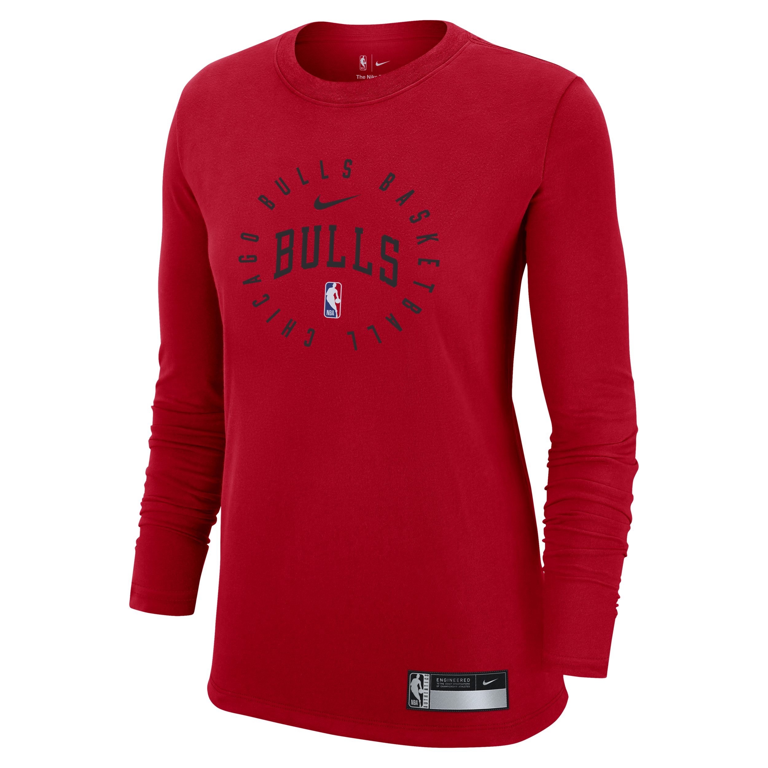 T-shirt à manches longues Nike NBA Chicago Bulls Practice pour femme - Rouge