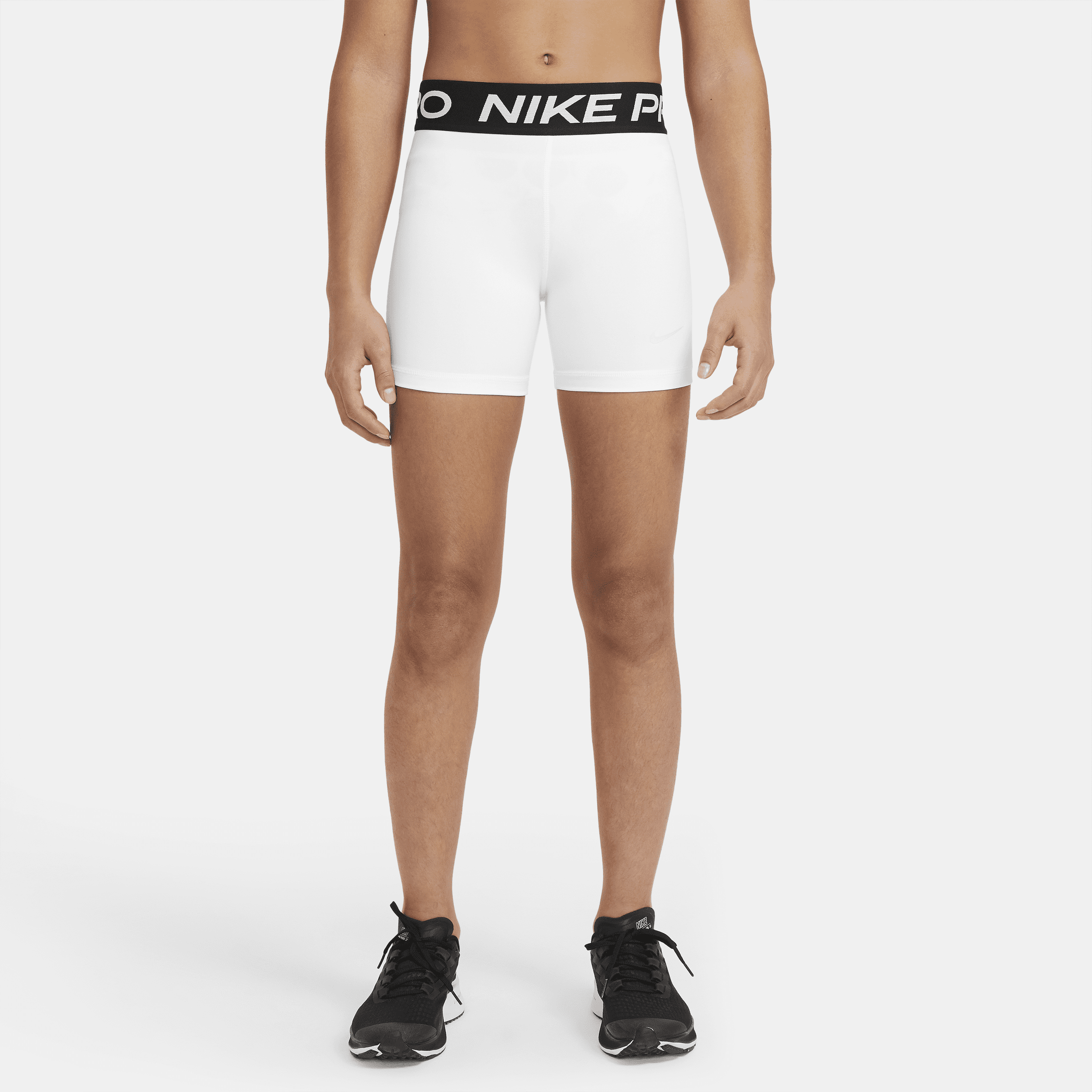 Nike Pro Girls' Shorts - White - Recycled Polyester Minimum - 50% Recycled Polyester