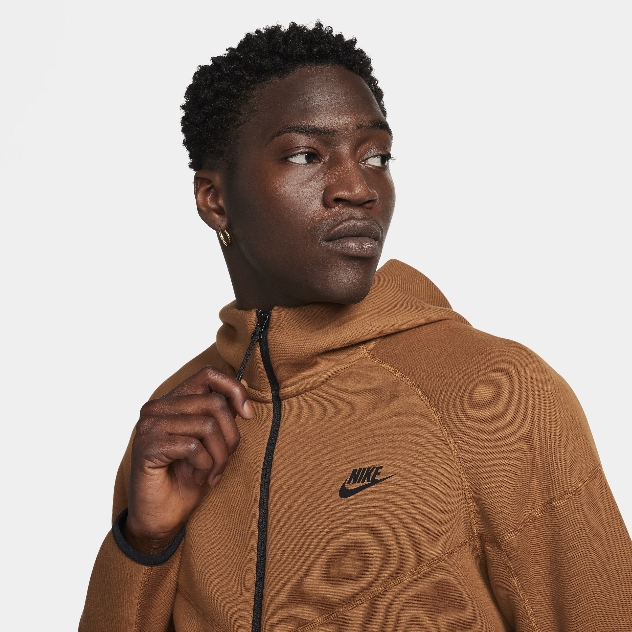 Nike Sportswear Tech Fleece Windrunner Hoodie met rits voor heren Bruin