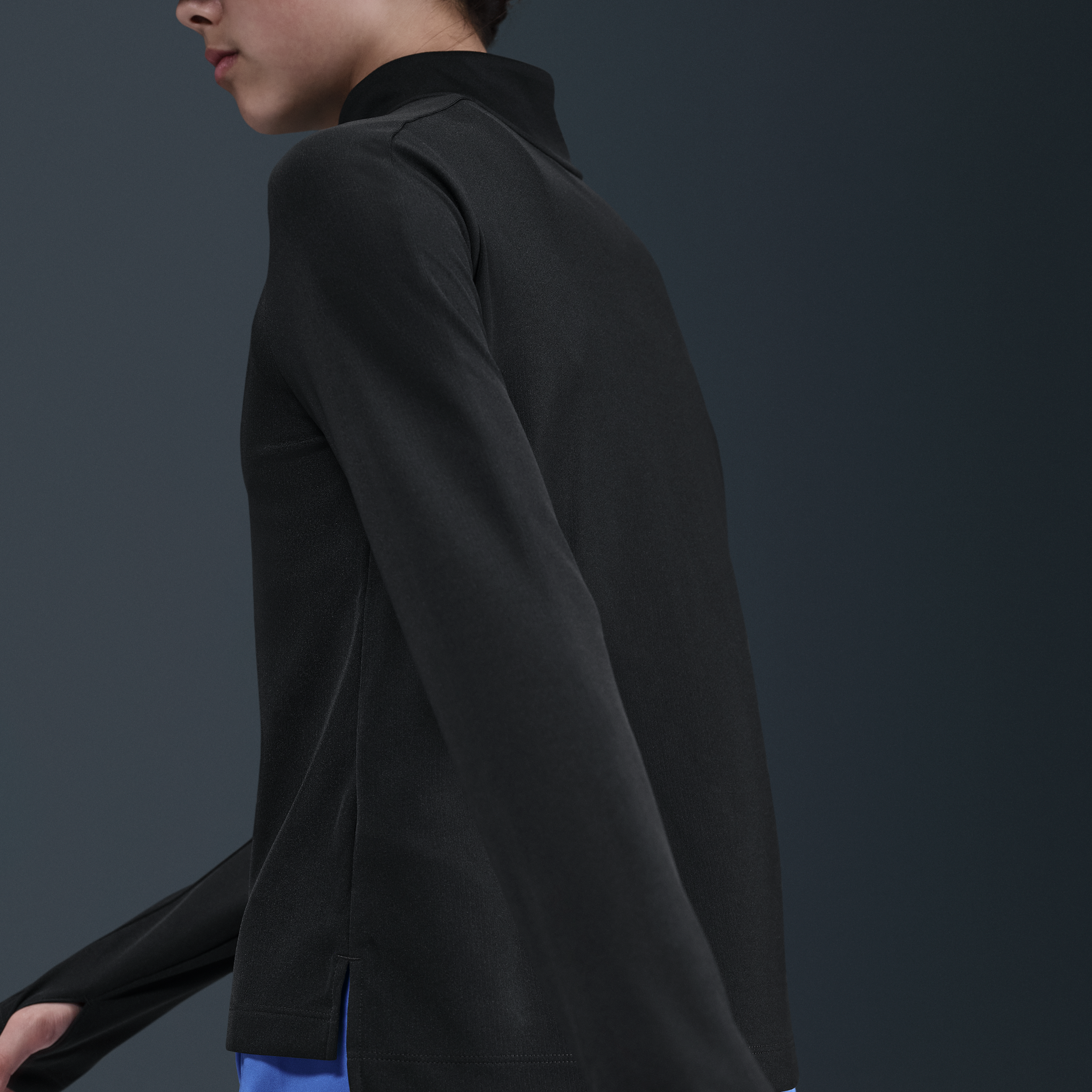 Thumbnail - Nike Pro Dri-FIT Oberteil mit Viertelreißverschluss (ältere Kinder, Mädchen) - Schwarz