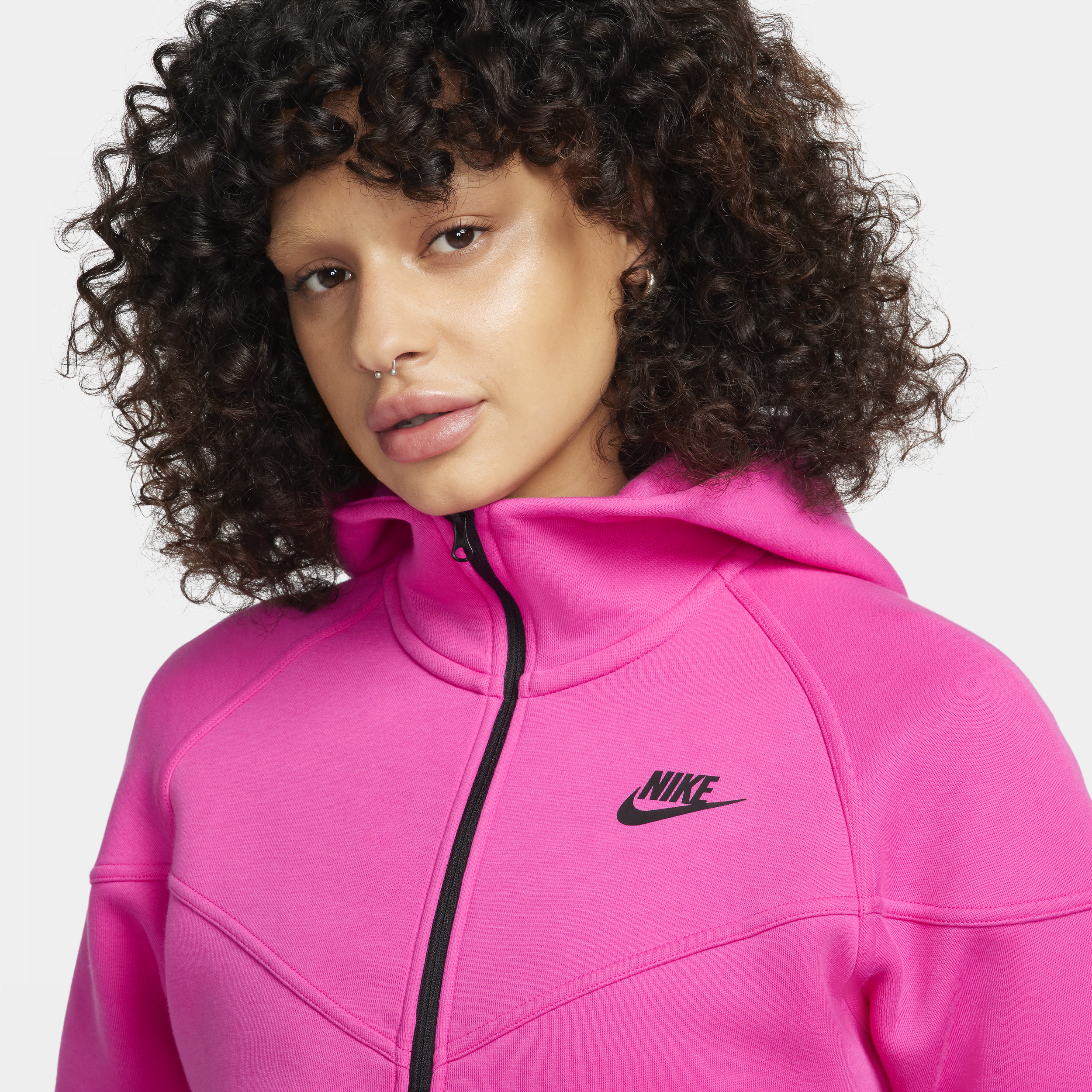 Nike Sportswear Tech Fleece Windrunner Hoodie met rits voor dames Rood